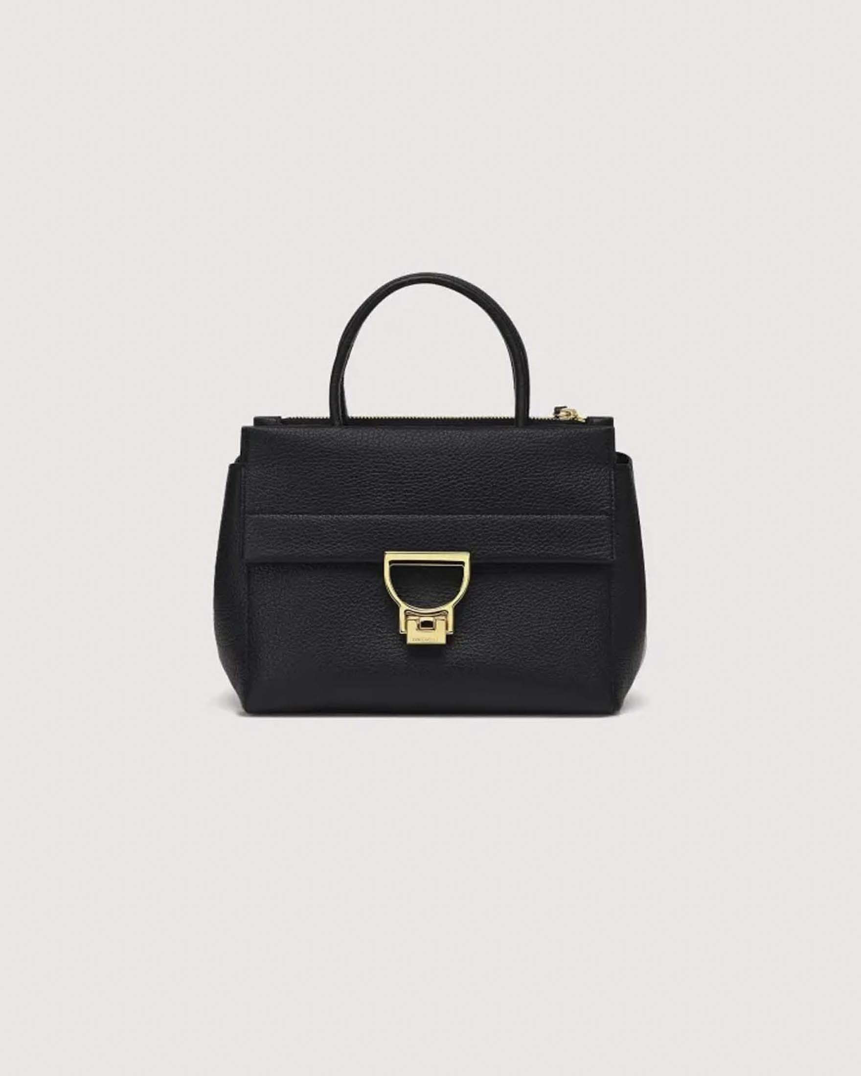 Borsa a mano Arlettis Medium Coccinelle nera in pelle bottalata