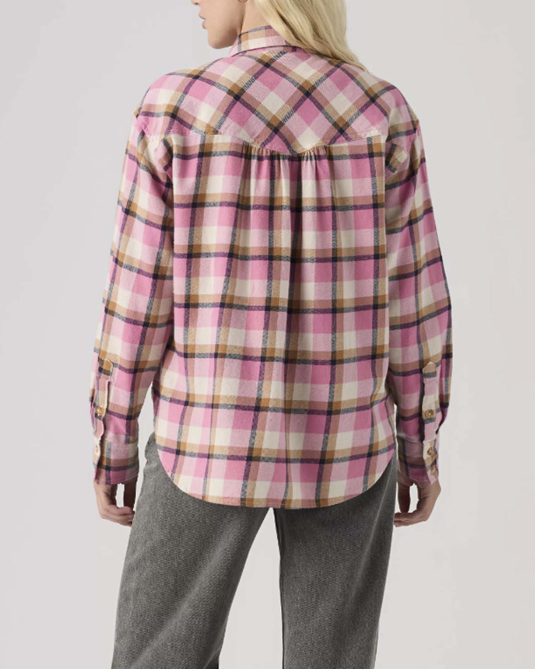 Camicia Nash Levi's rosa in flanella di cotone con fantasia check colorata image