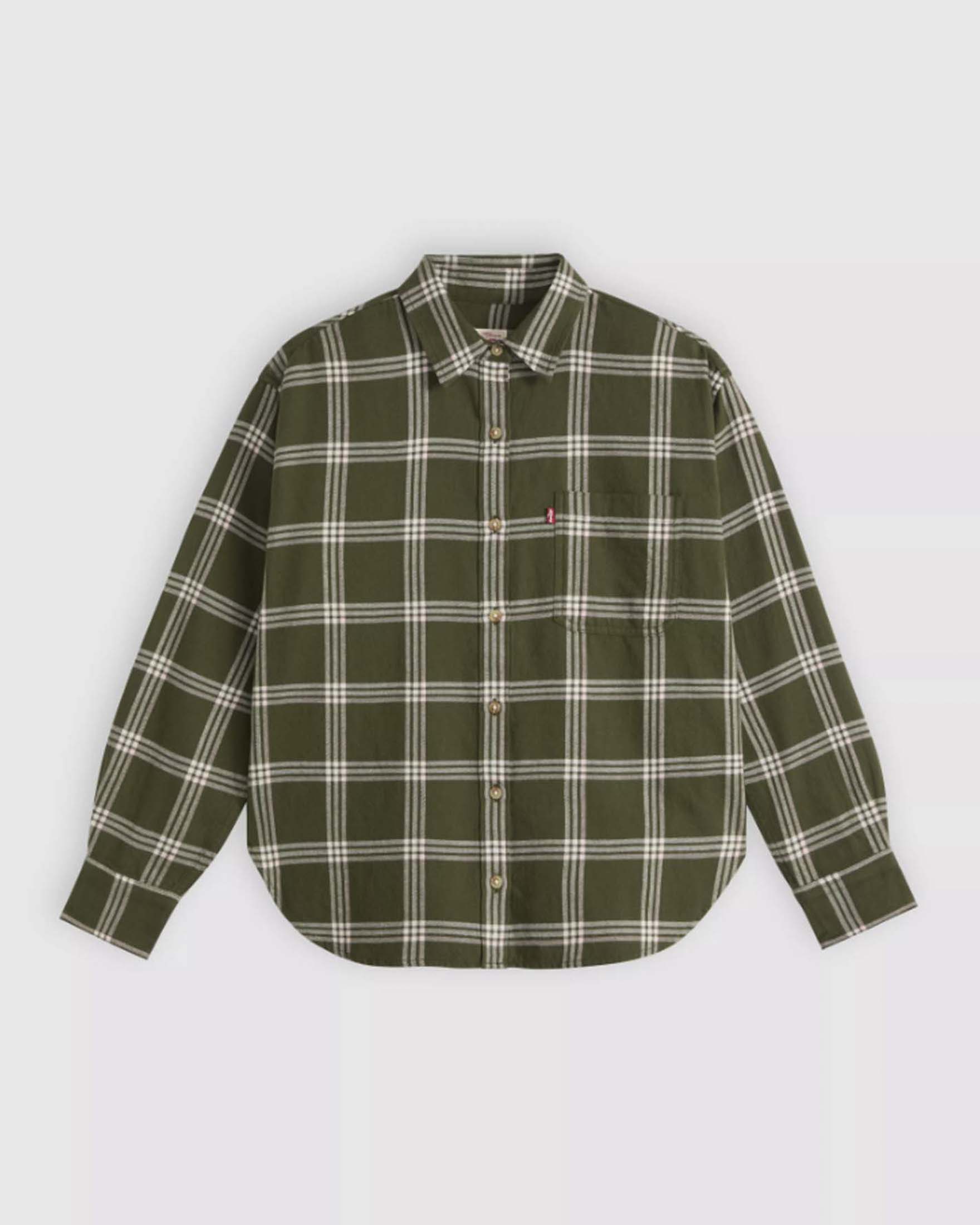 Camicia Nash Levi's verde in flanella di cotone con fantasia check a contrasto