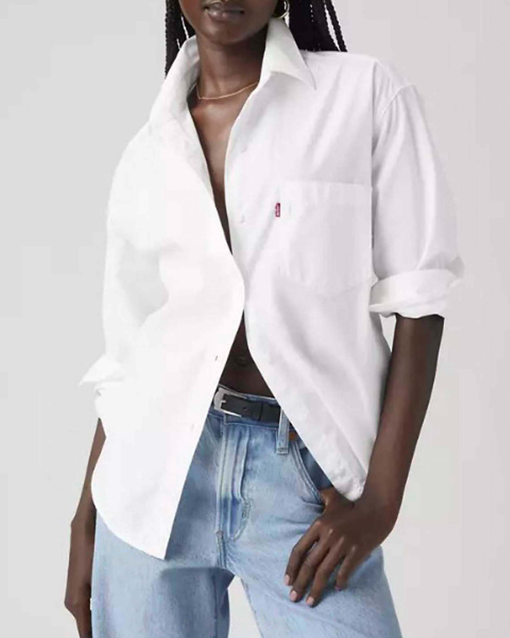 Camicia Harlie Boyfriend Levi's bianca in popeline di puro cotone