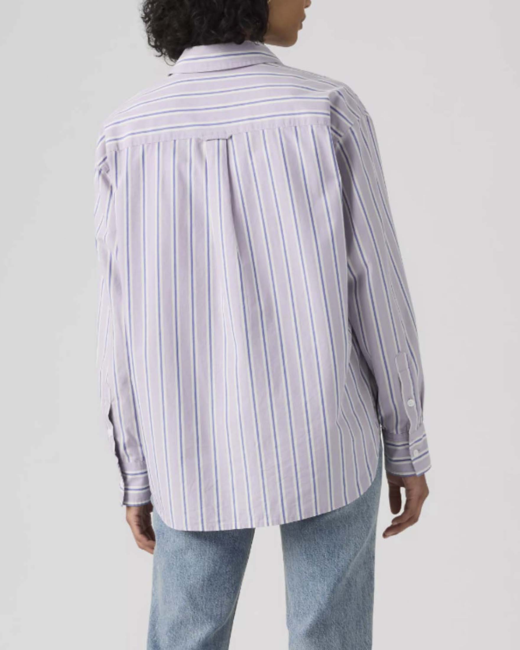 Camicia Harlie Boyfriend Levi's lilla a righe azzurre in popeline di puro cotone image