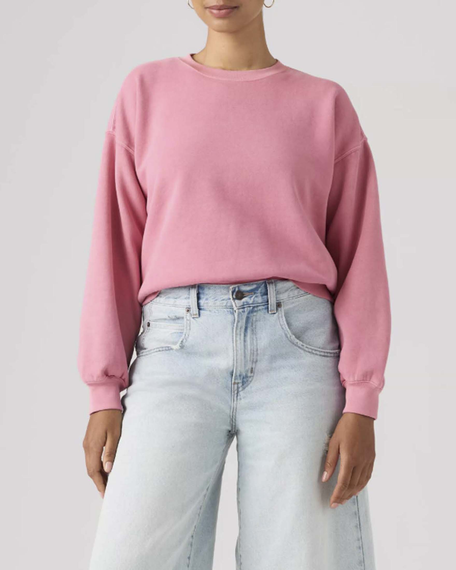 Felpa Vintage Boxy Levi's rosa in cotone garzato con scollo a giro