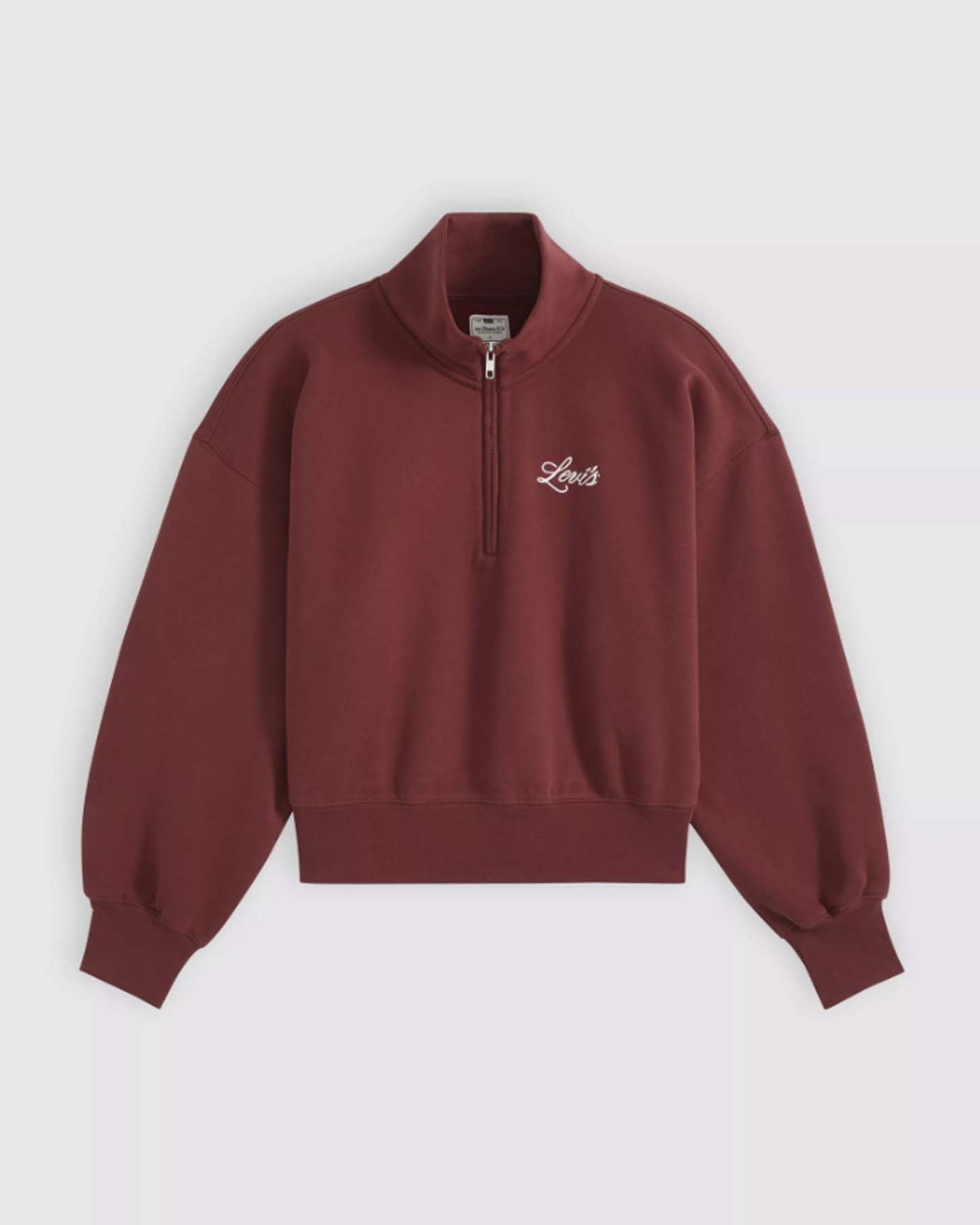 Felpa 1/4 zip Graphic Vintage '80s Levi's bordeaux in cotone garzato con logo ricamato