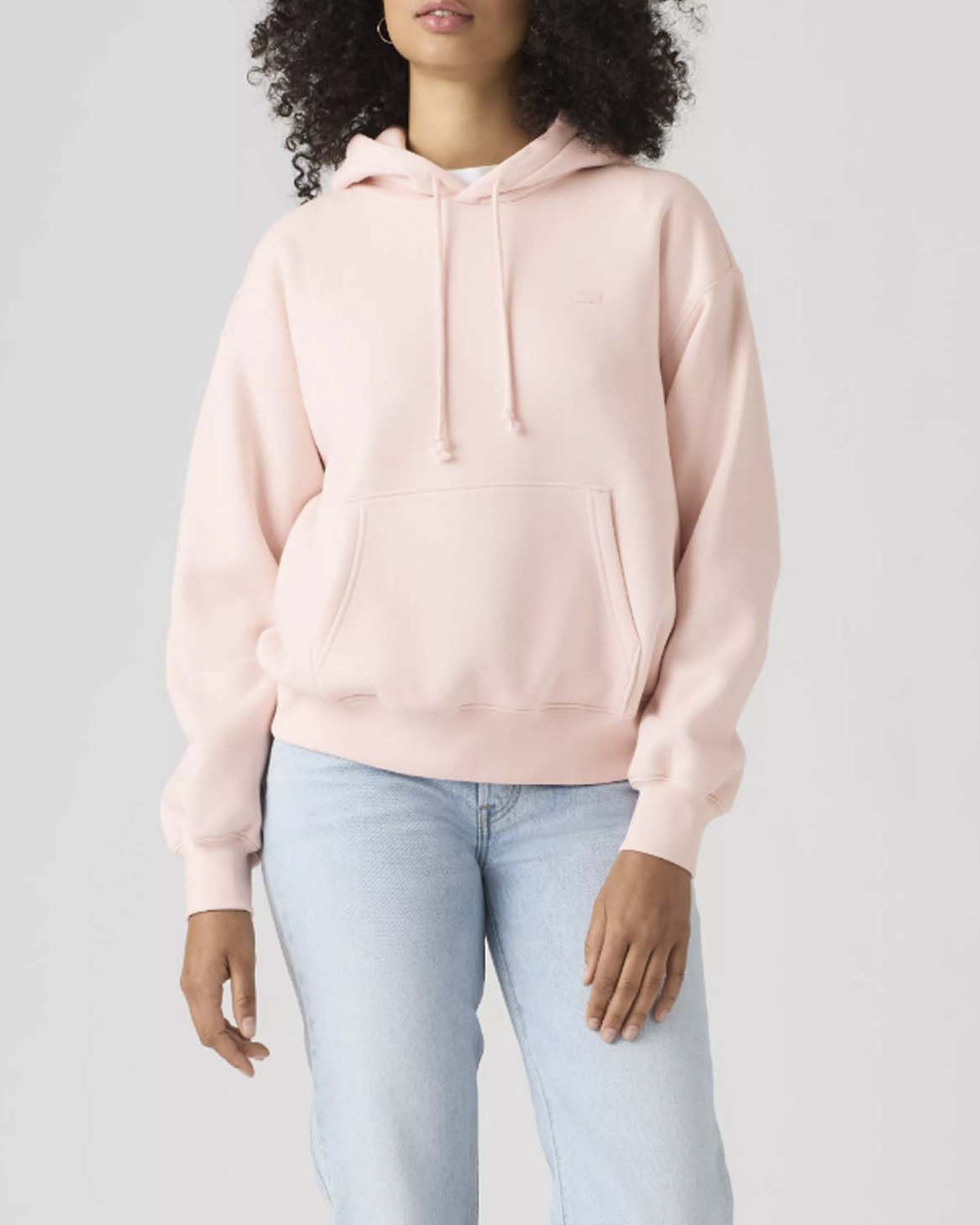 Felpa con cappuccio Everyday Levi's rosa in cotone garzato con micrologo