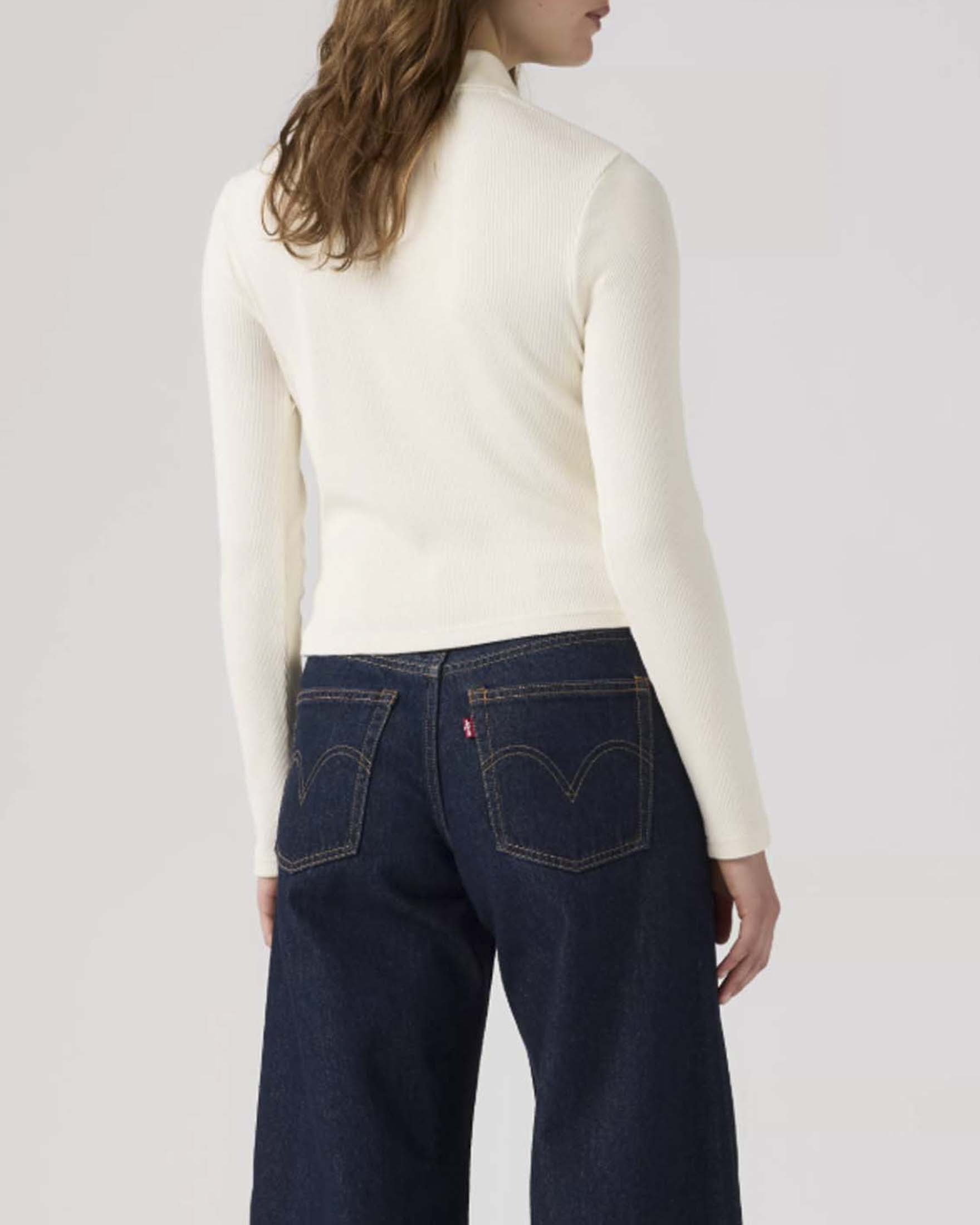 Polo a maniche lunghe Rory Levi's color avorio in misto cotone e modal a coste image