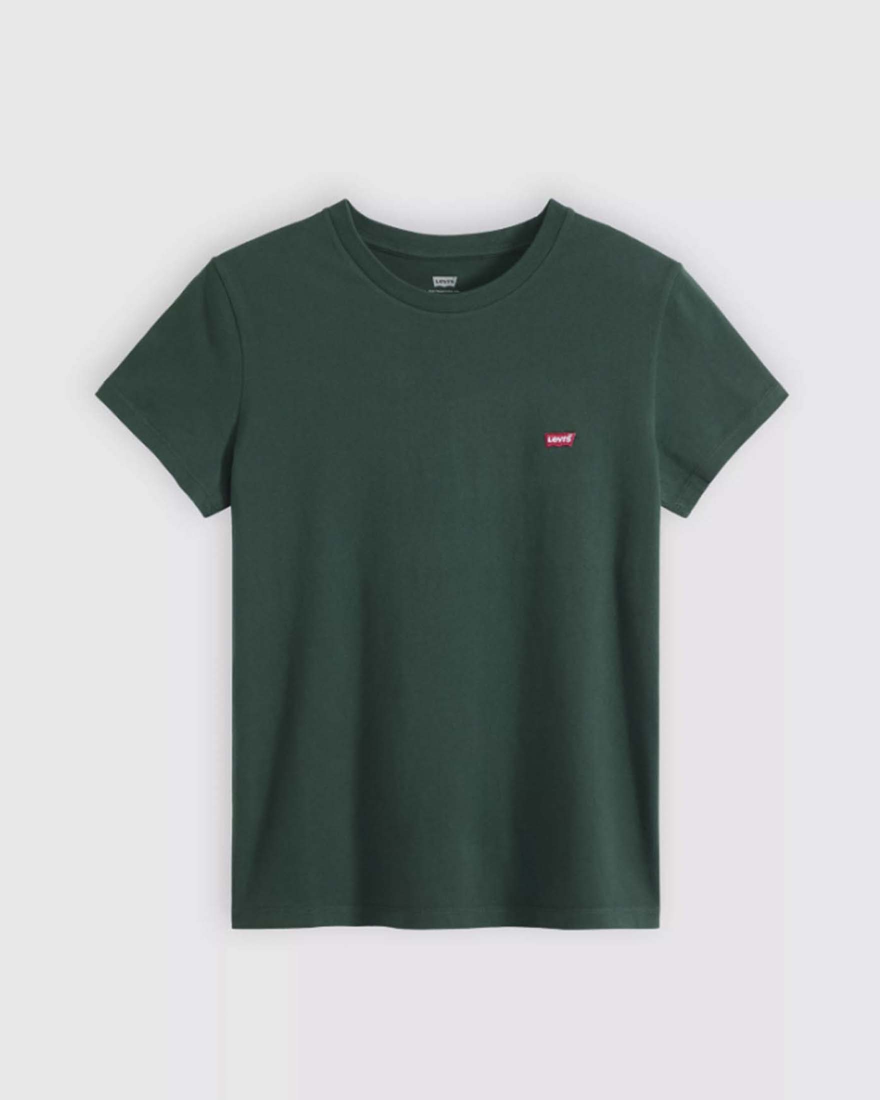 Perfect T-Shirt Levi's verde scuro in puro cotone con scollo a giro e logo Red Tab ricamato