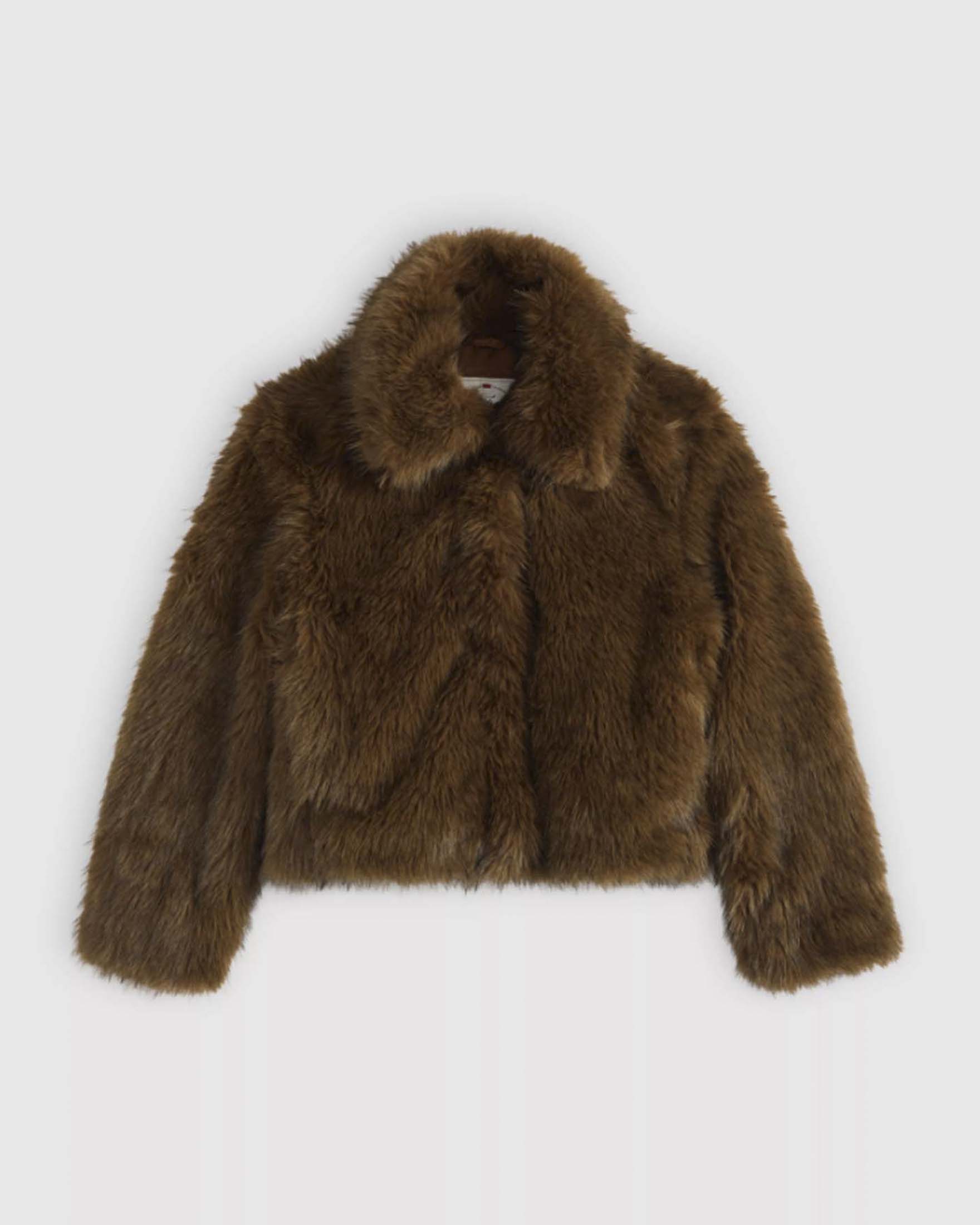 Giacca Laney Levi's marrone in ecopelliccia con chiusura zip frontale