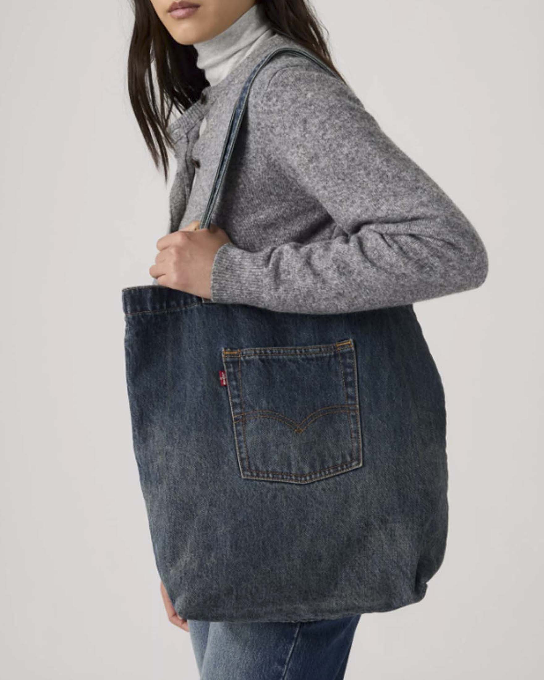 Tote Bag Levi's in denim di cotone lavaggio stonewash con tasca esterna