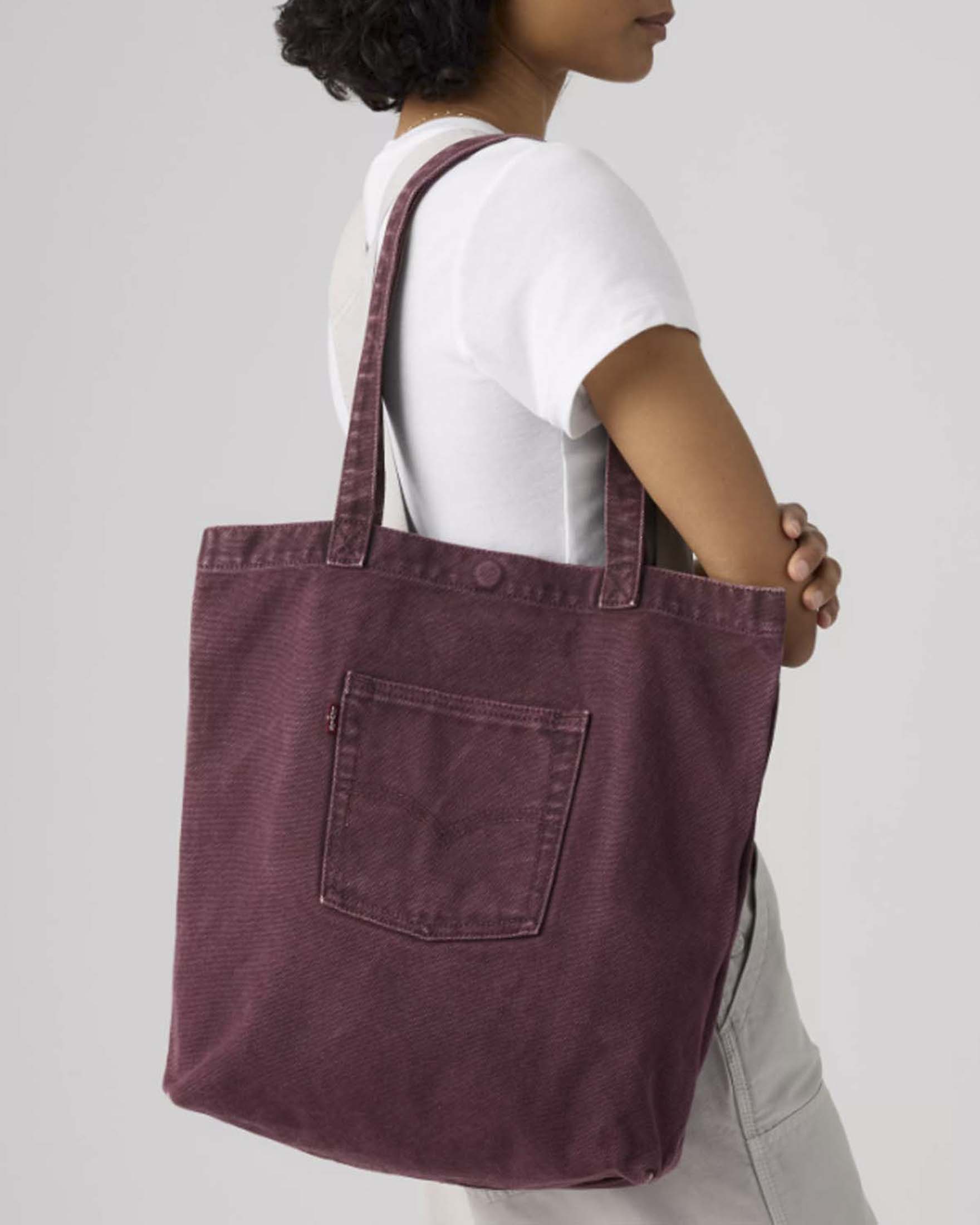 Tote Bag Levi's in denim di cotone color vino con tasca esterna