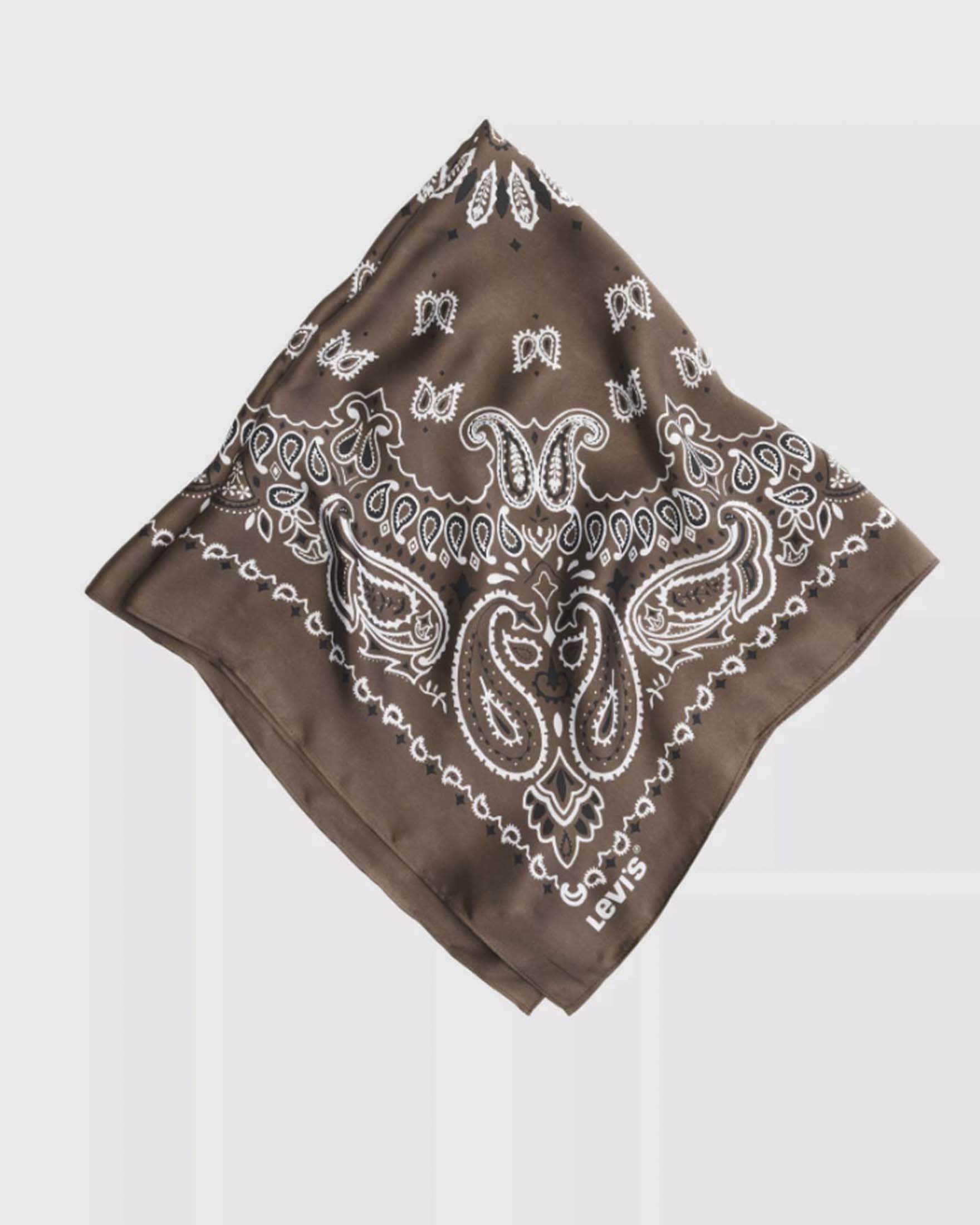 Foulard Levi's marrone in satin con stampa paisley a contrasto image