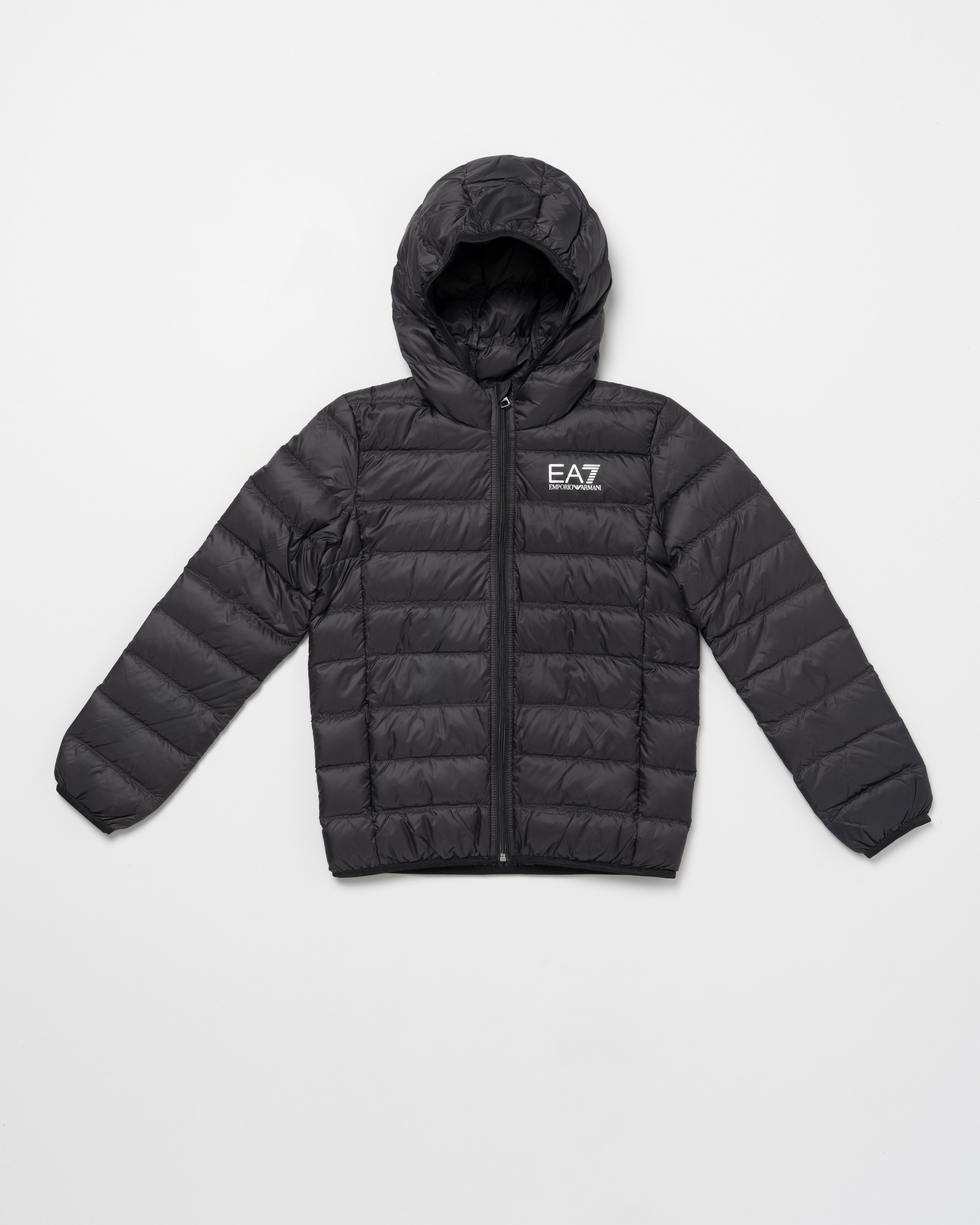 Piumino nero EA7 Junior 100 gr con cappuccio