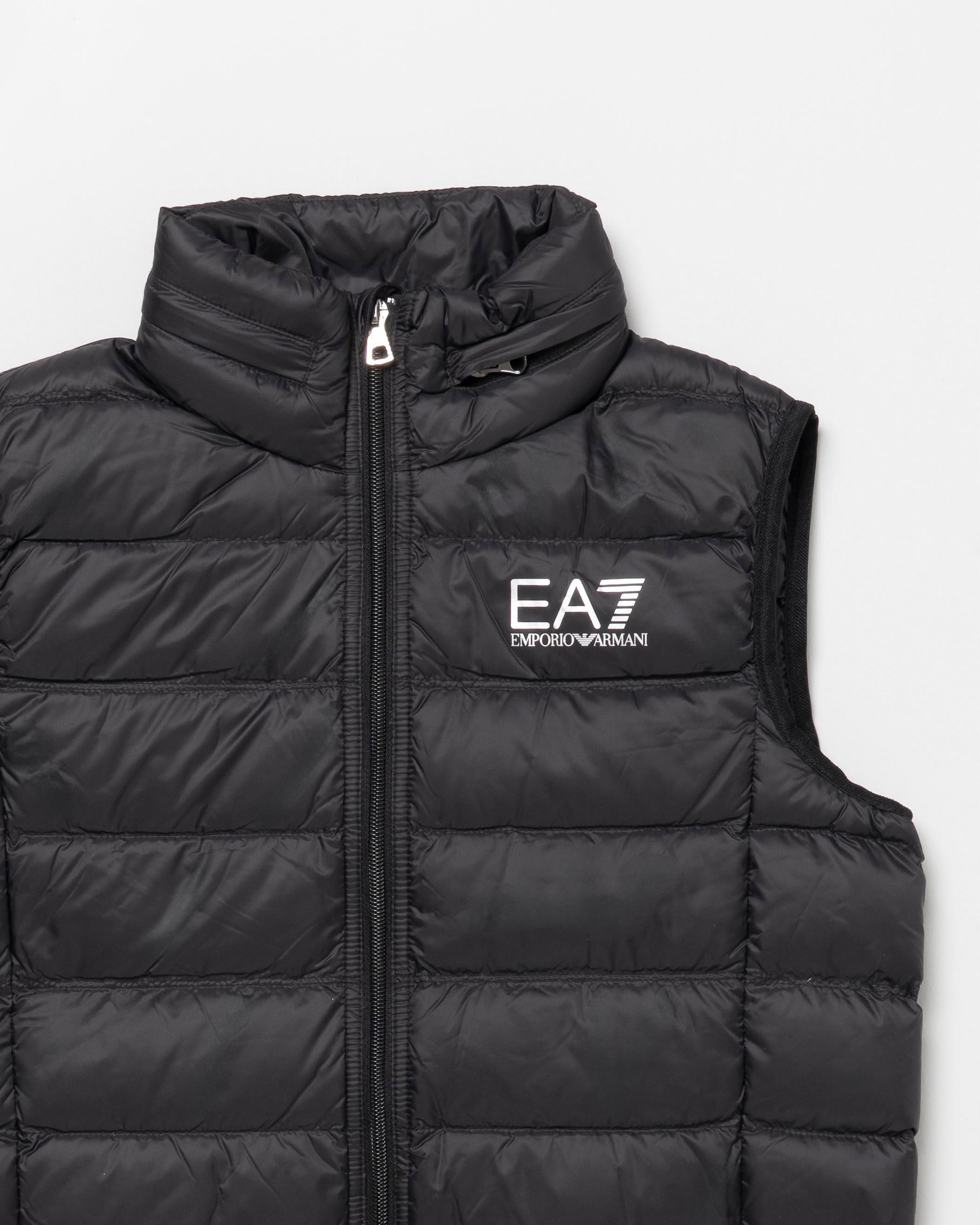 Gilet nero EA7 Junior in nylon con collo alto image