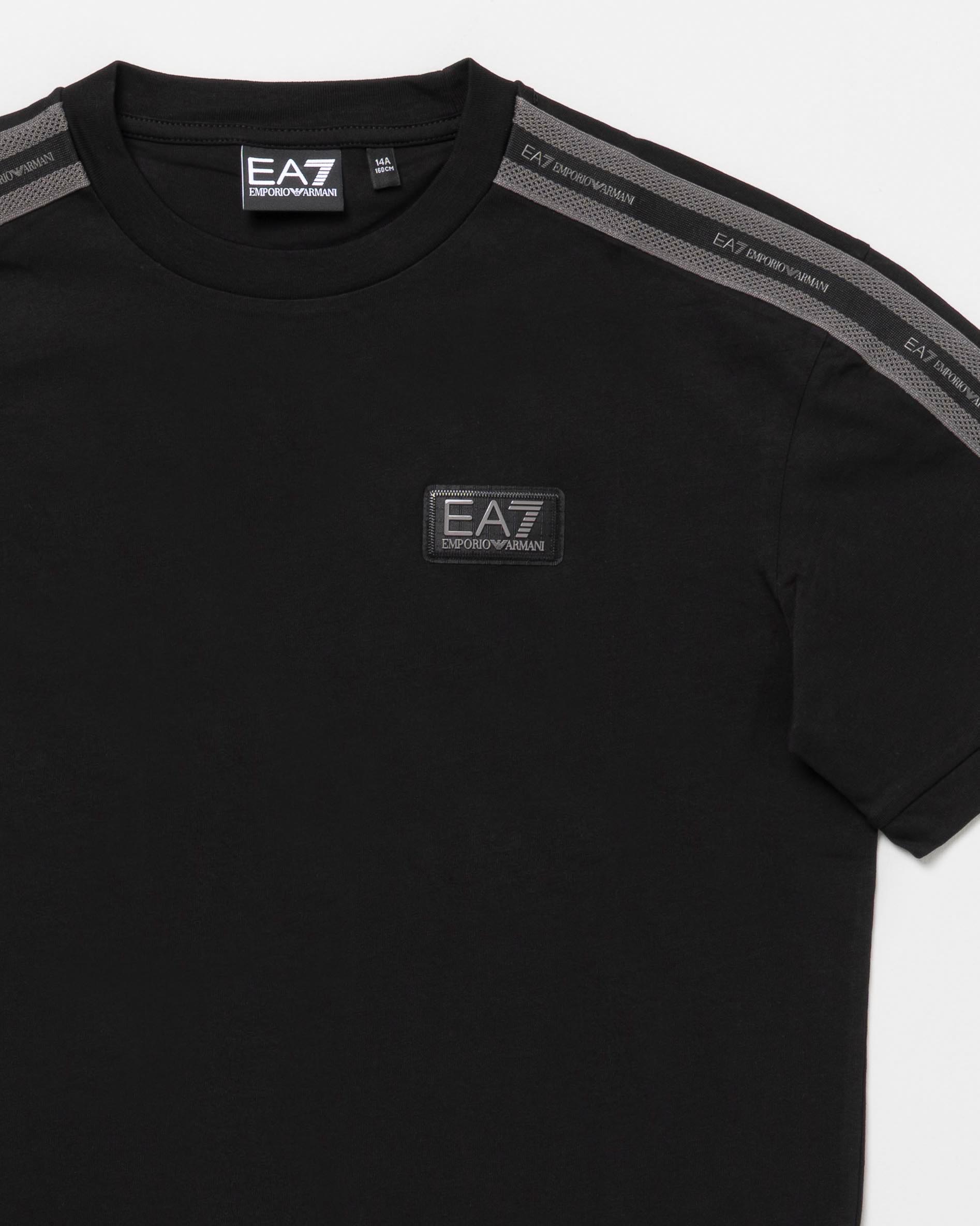 T-shirt nera EA7 Junior con bande grigie image