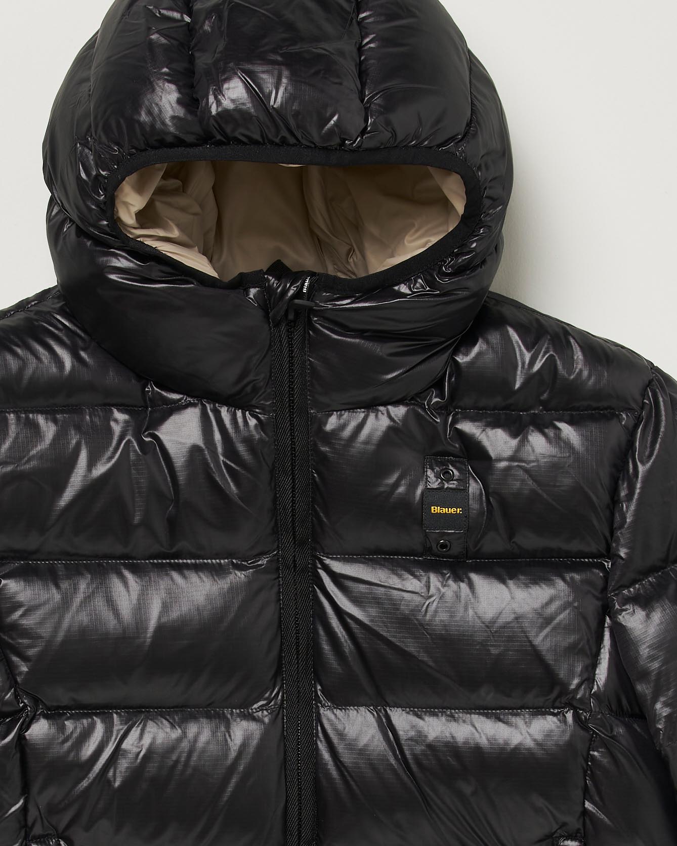 Piumino Blauer Ansel nero e beige in nylon trapuntato con cappuccio image