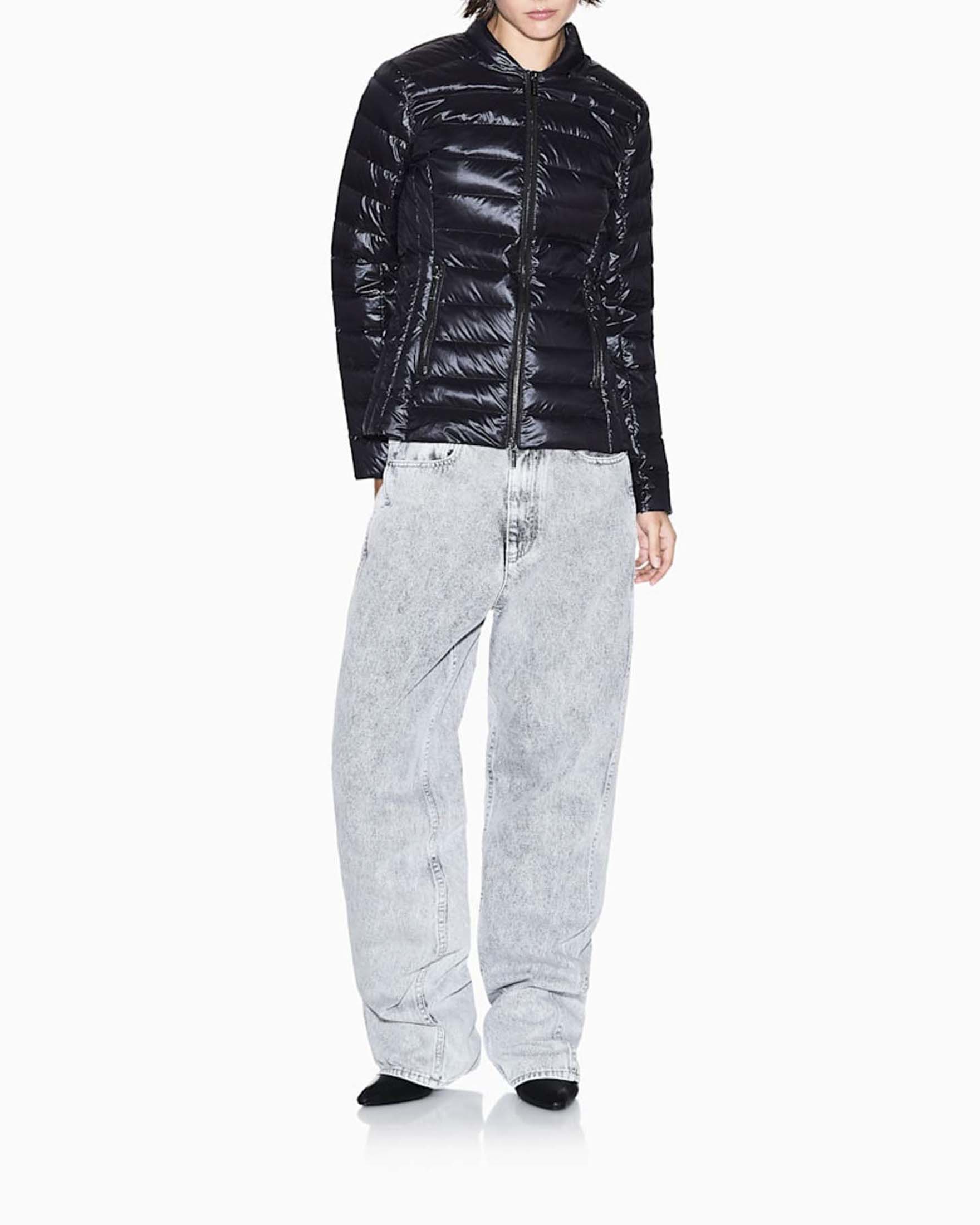 Piumino slim trapuntato Armani Exchange nero con cappuccio staccabile e collo alto image