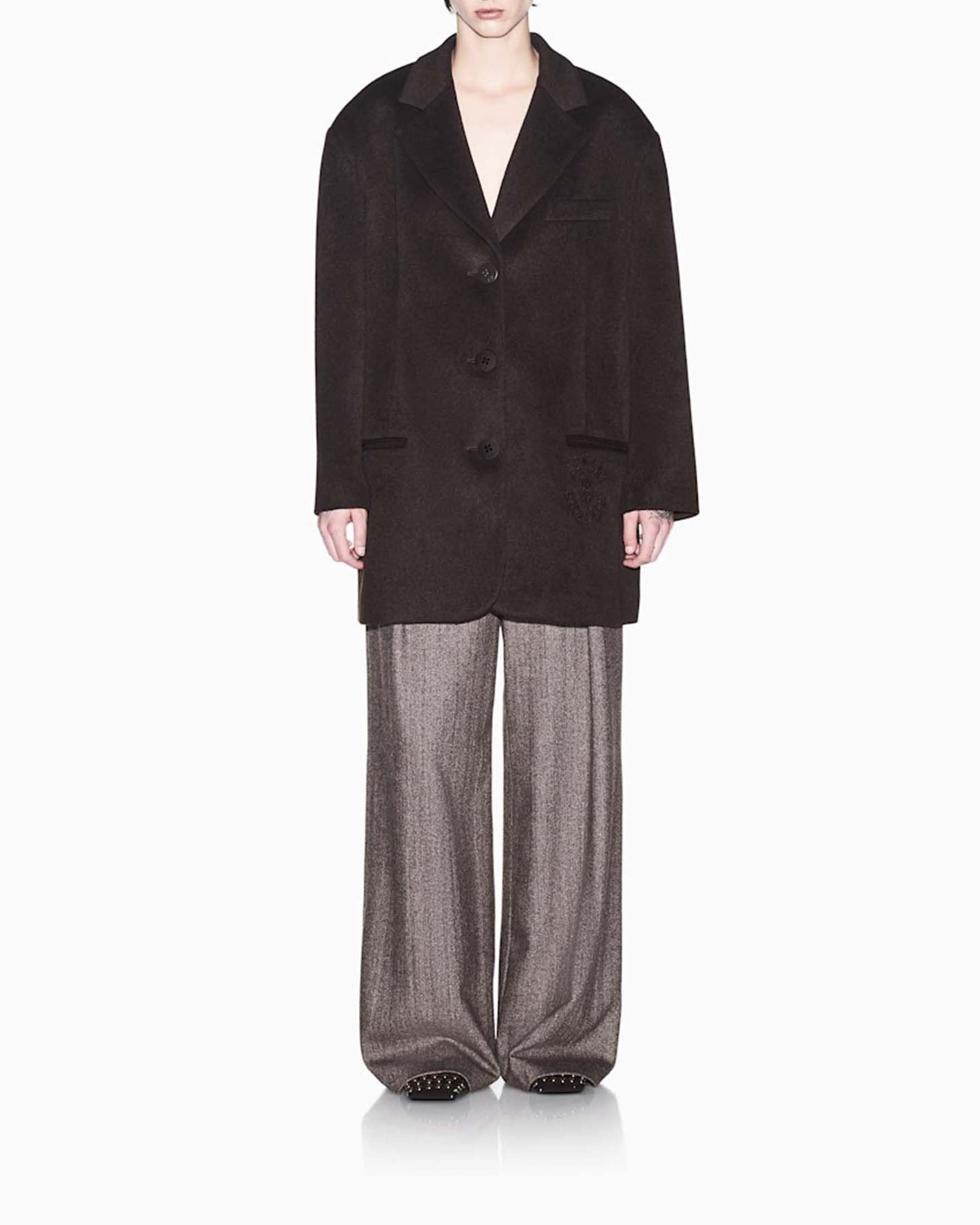 Caban coat monopetto Armani Exchange marrone in misto lana imbottito