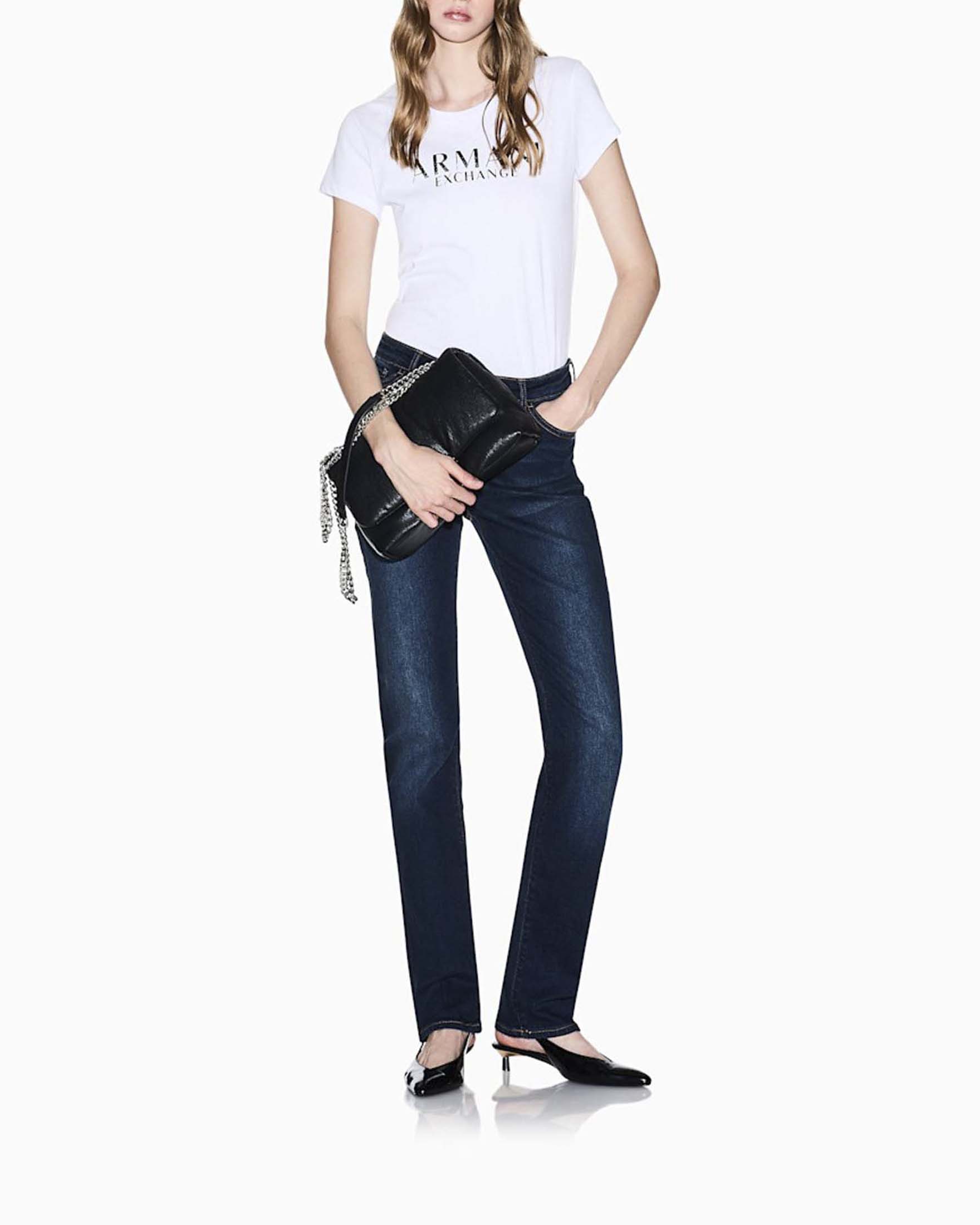 Jeans skinny Armani Exchange blu mirato in denim ultra stretch effetto vissuto