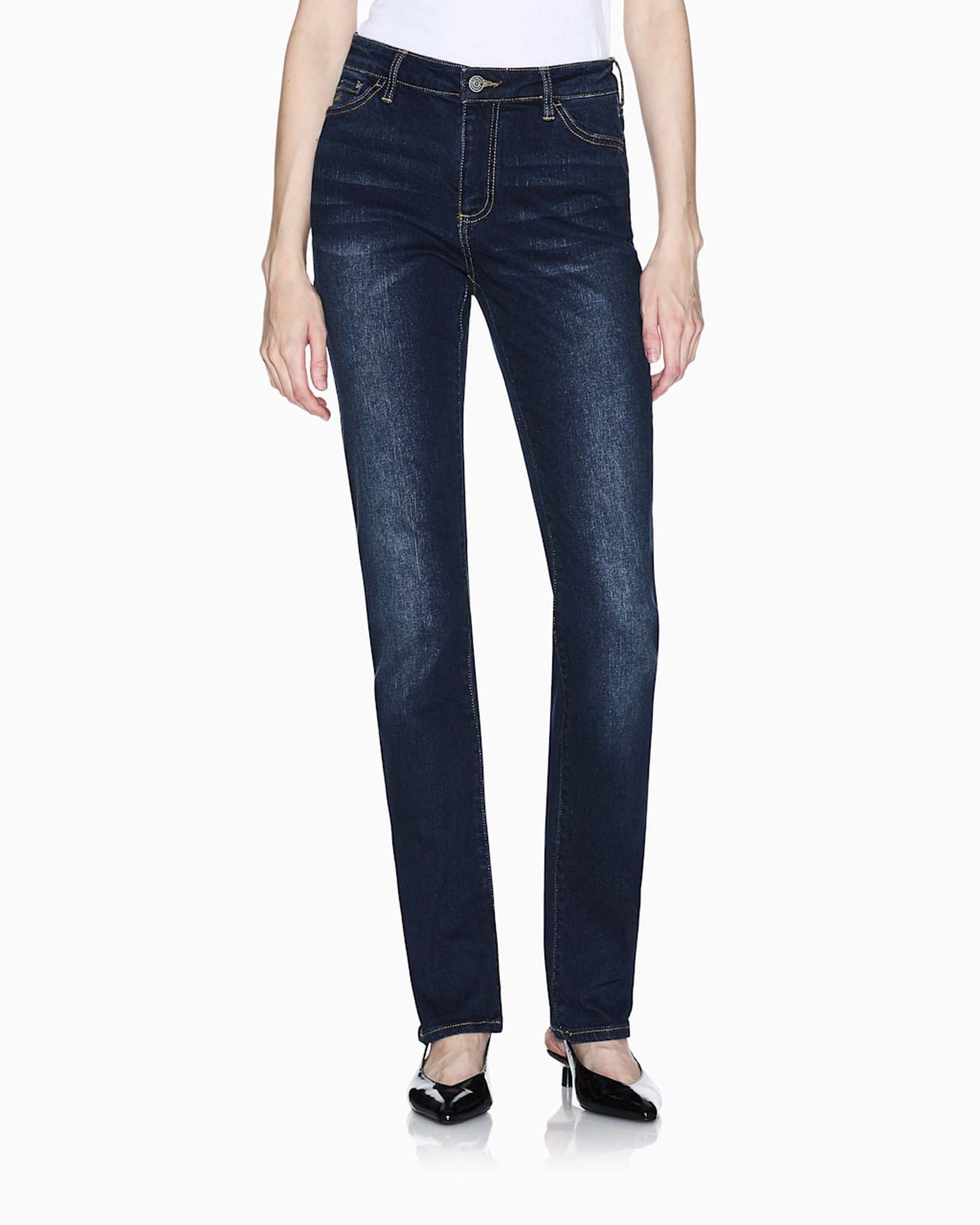 Jeans skinny Armani Exchange blu mirato in denim ultra stretch effetto vissuto image