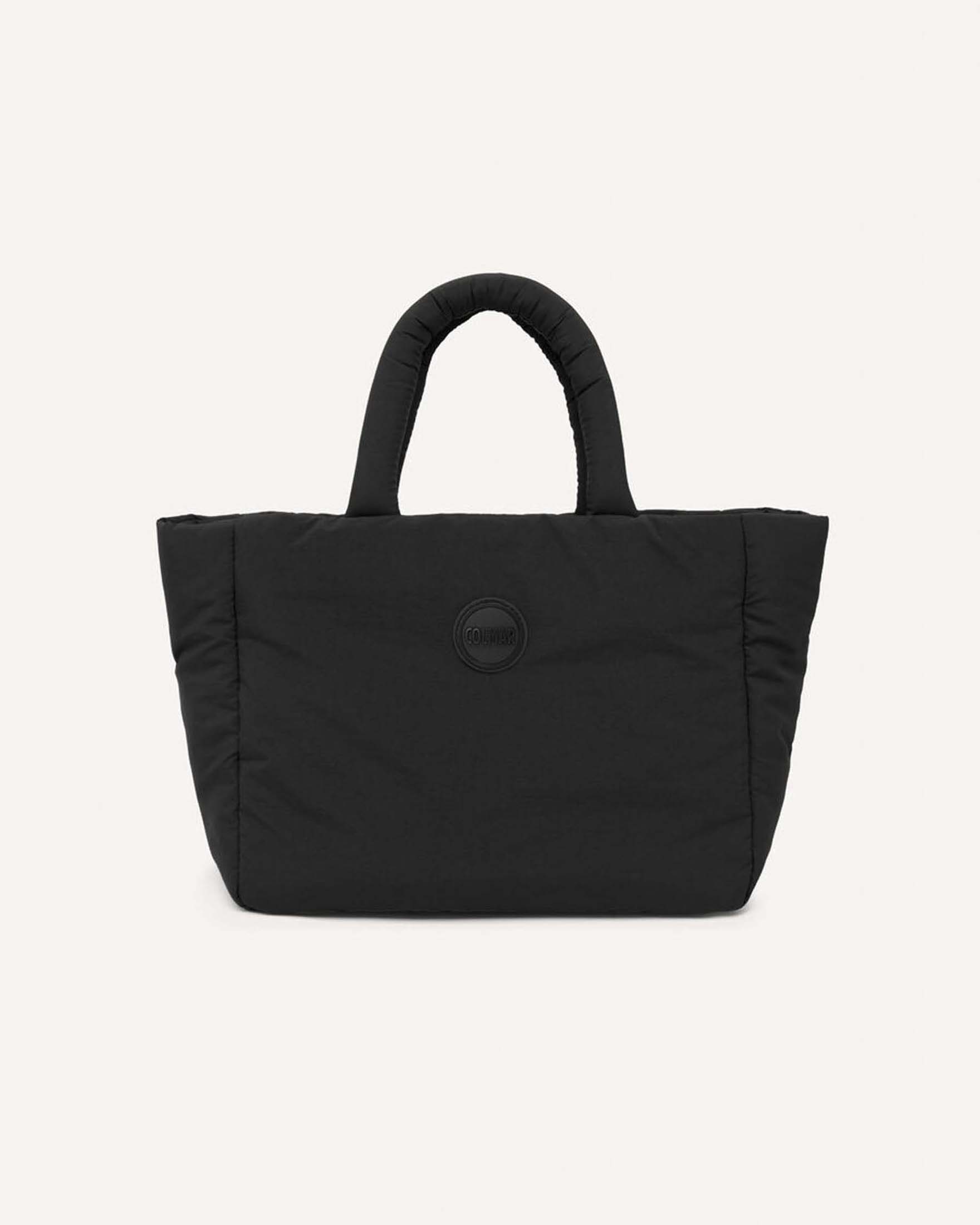 Shopping bag Colmar Originals nera in tessuto idrorepellente imbottito con chiusura bottone a pressione
