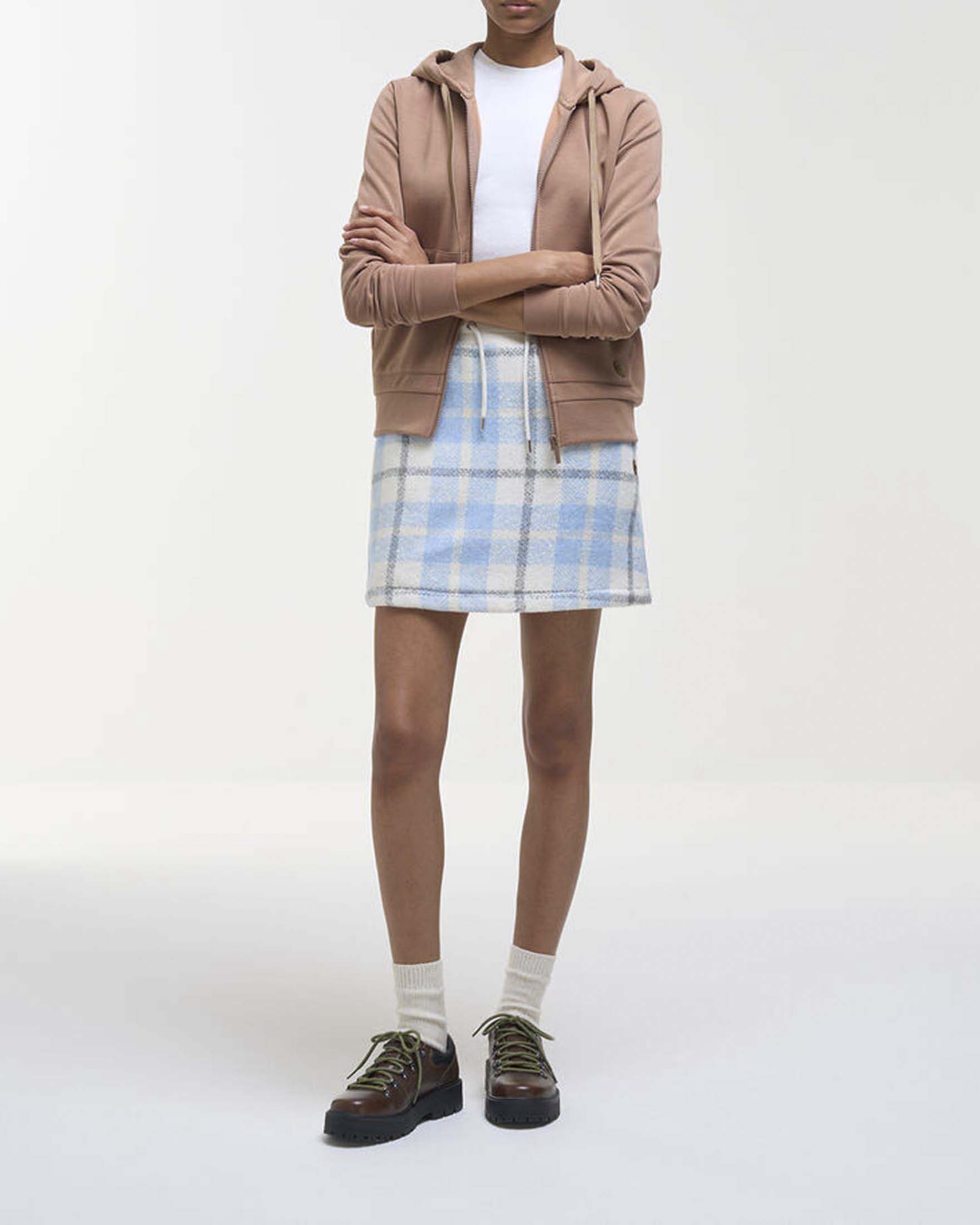 Felpa con cappuccio Colmar Originals color cammello in misto modal stretch con chiusura zip