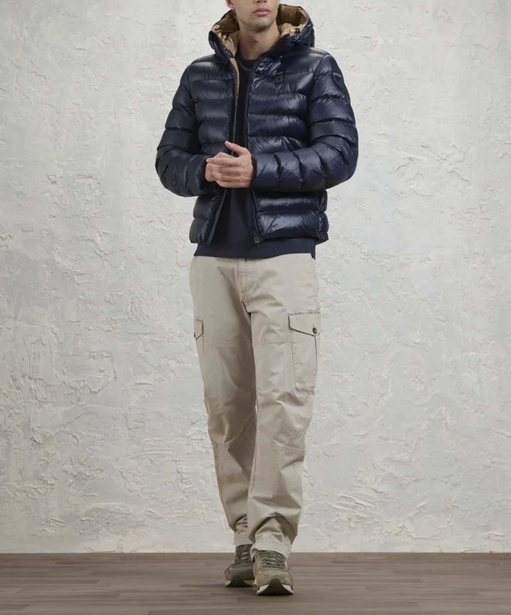Piumino Adams Blauer blu imbottito in ovatta termica con cappuccio