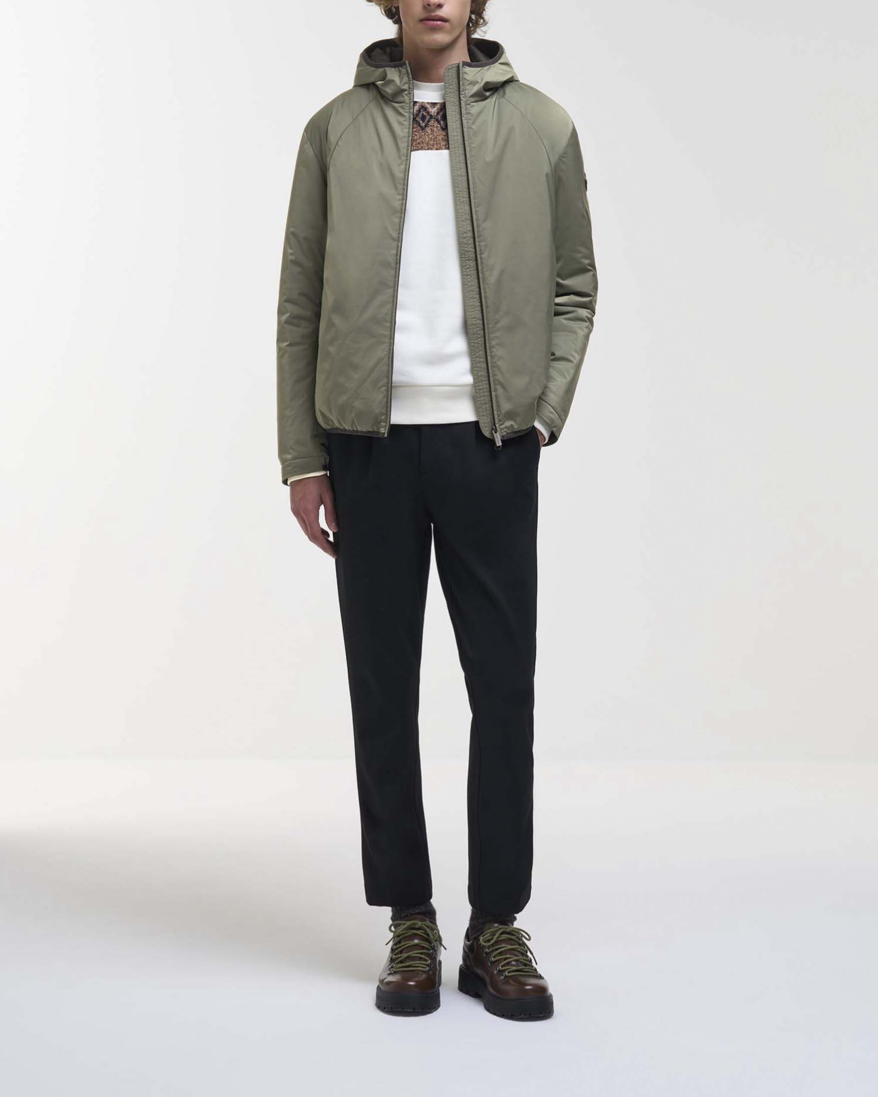 Giubbino Colmar Originals verde militare in nylon stretch opaco con cappuccio fisso