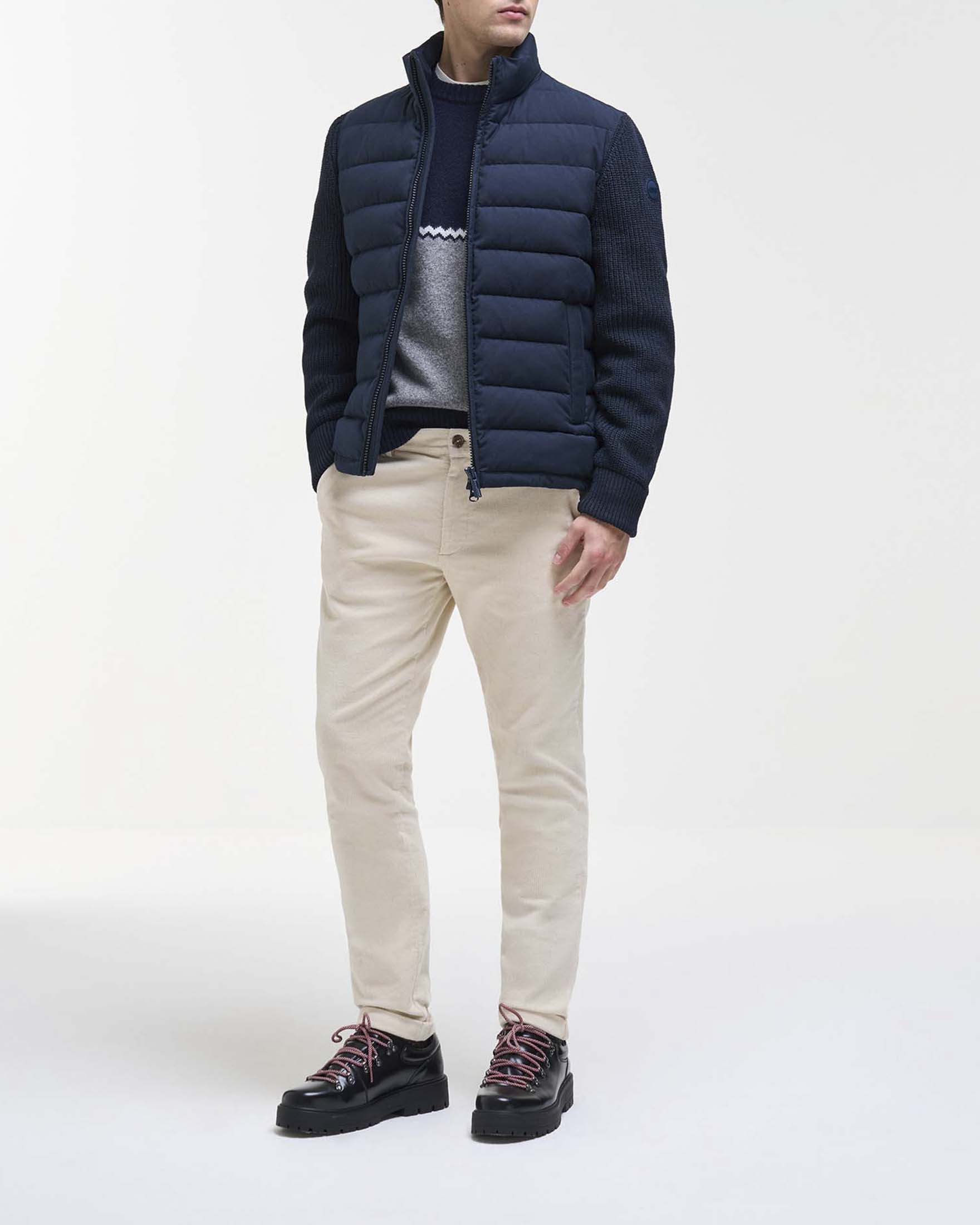 Giubbino ibrido Colmar Originals blu in panno trapuntato e maniche in maglia