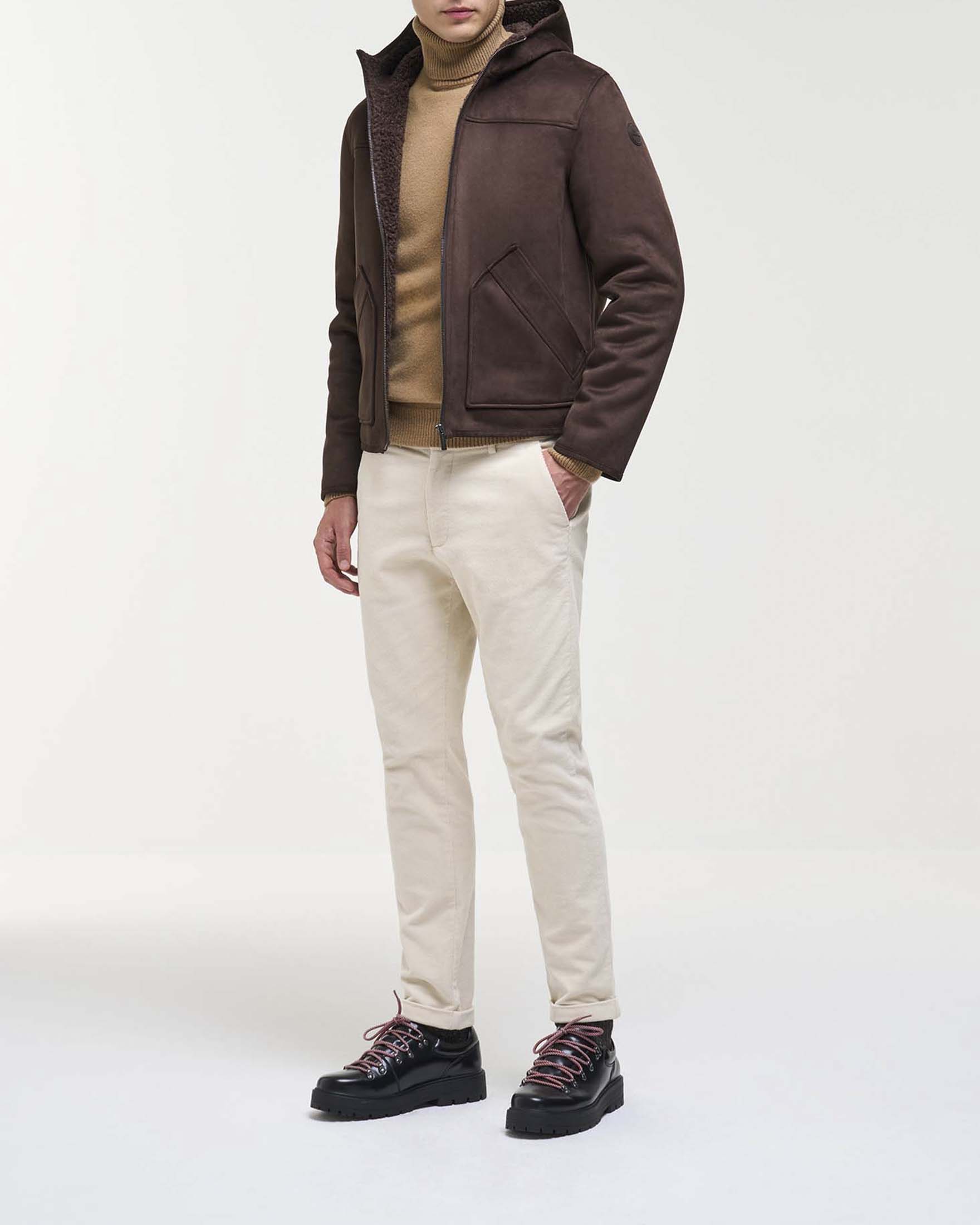 Giubbino Colmar Originals marrone in eco montone con cappuccio