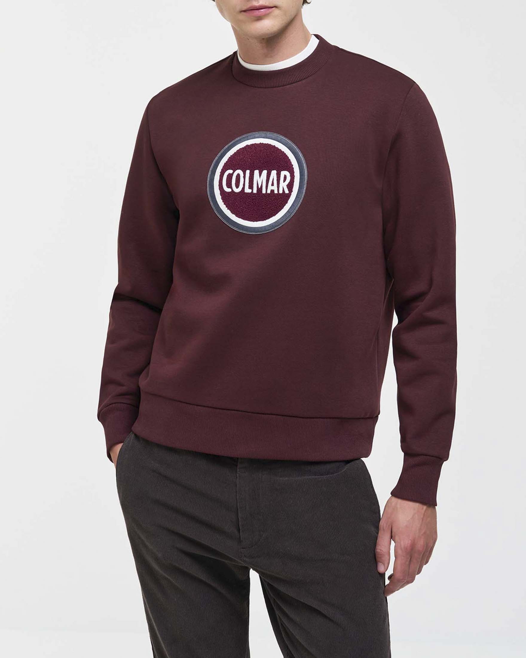 Felpa girocollo bordeaux Colmar Originals con maxi logo bollo in spugna image