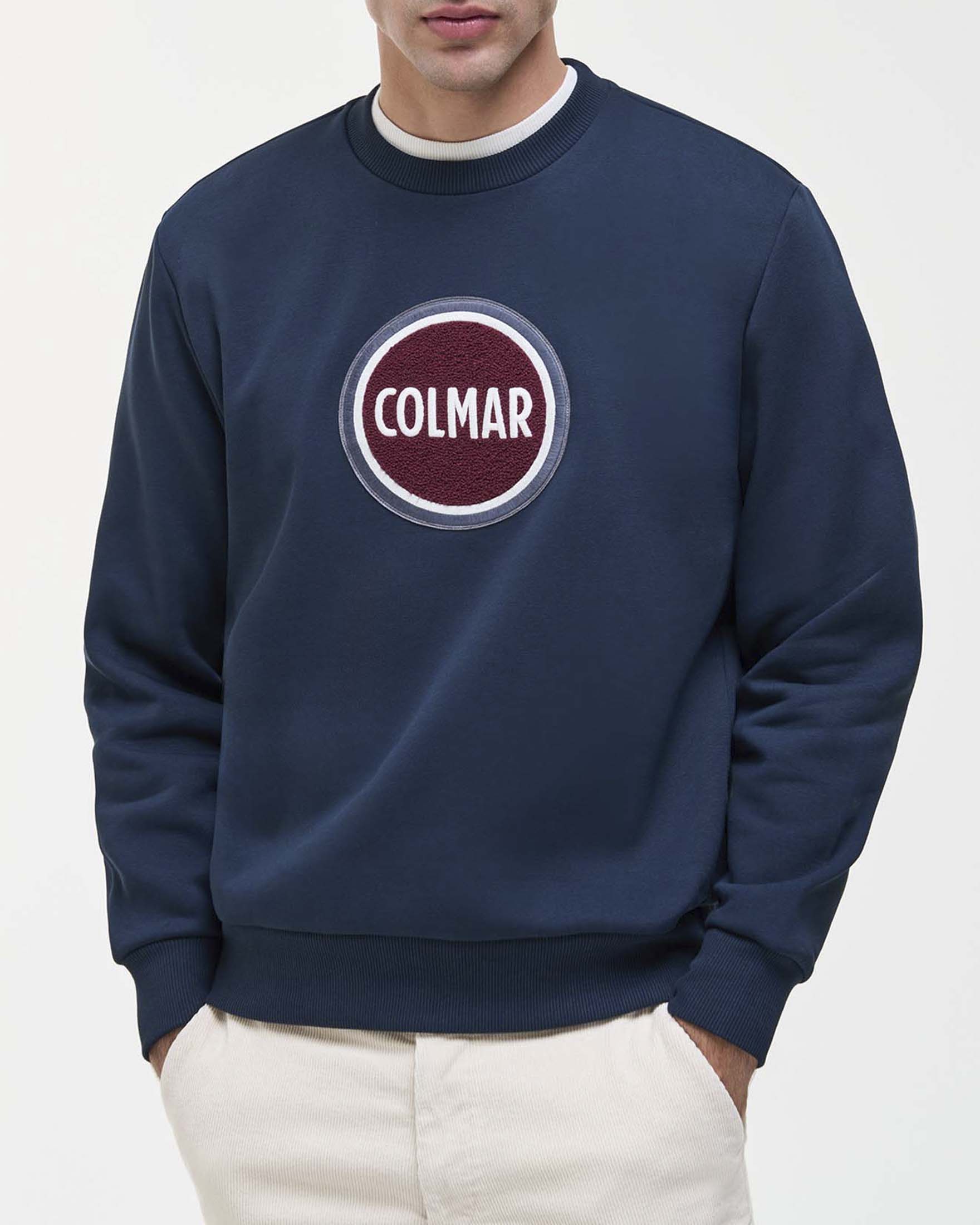 Felpa girocollo blu Colmar Originals con maxi logo bollo in spugna image