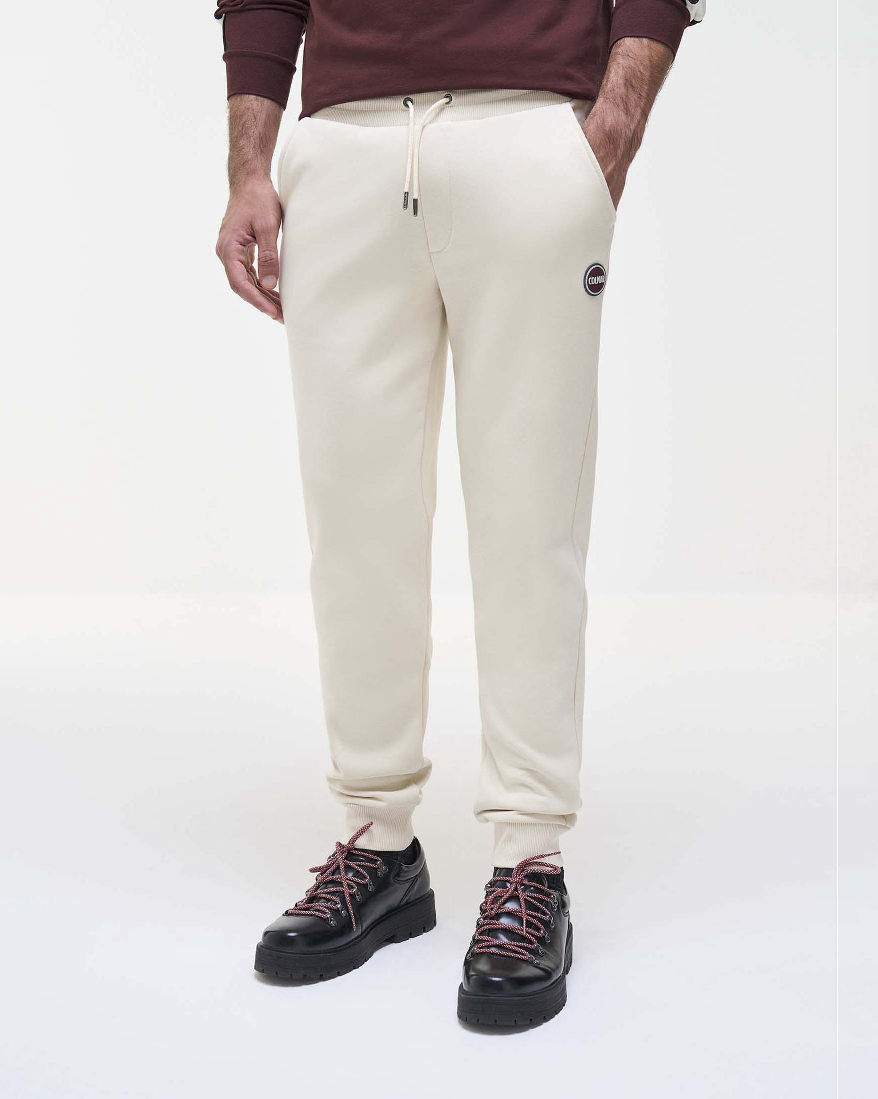 Pantalone Colmar Originals panna in felpa di cotone con logo bollo applicato