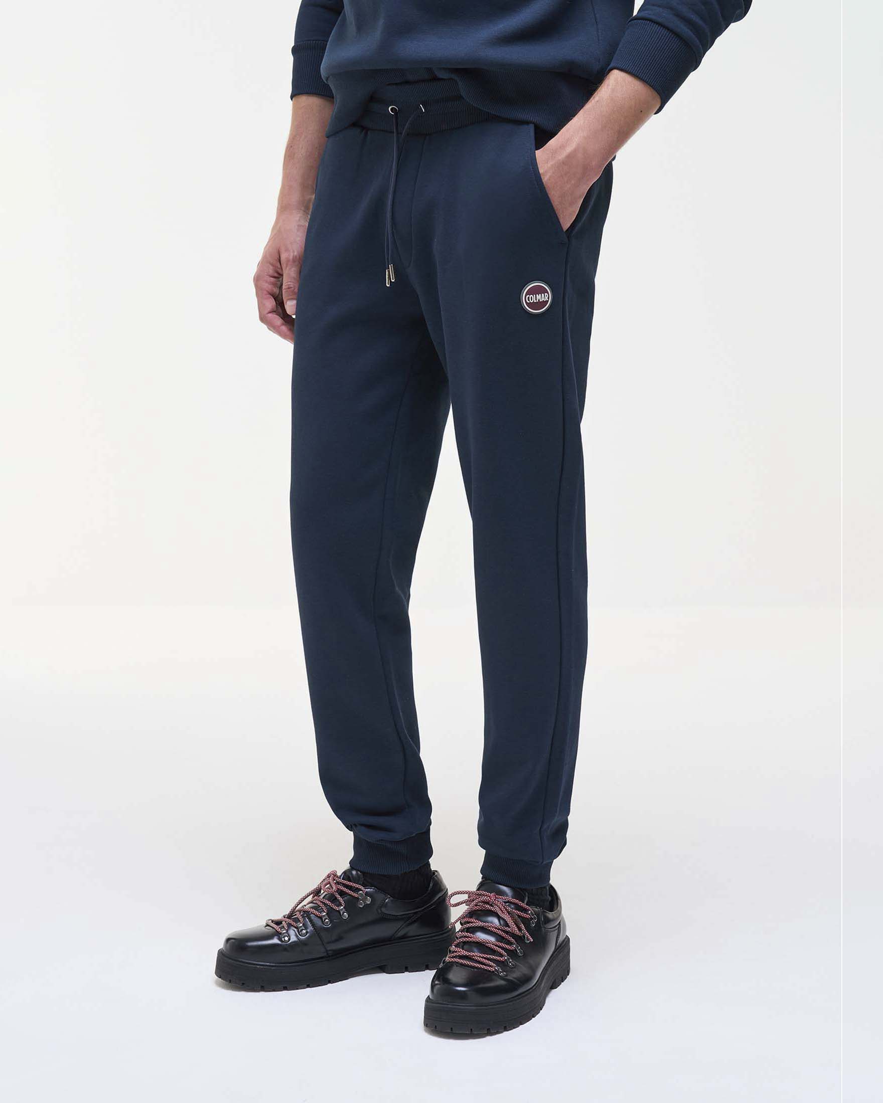 Pantalone Colmar Originals blu in felpa di cotone con logo bollo applicato
