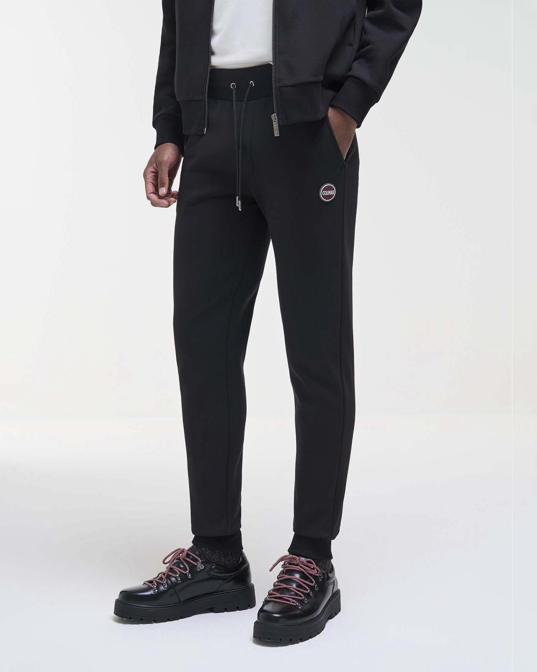 Pantalone Colmar Originals nero in felpa di cotone con logo bollo applicato