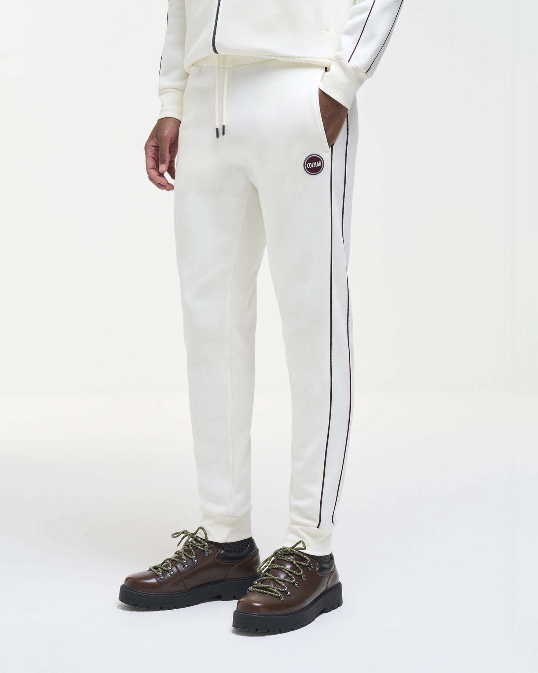 Pantalone in felpa color panna Colmar Originals con piping in contrasto