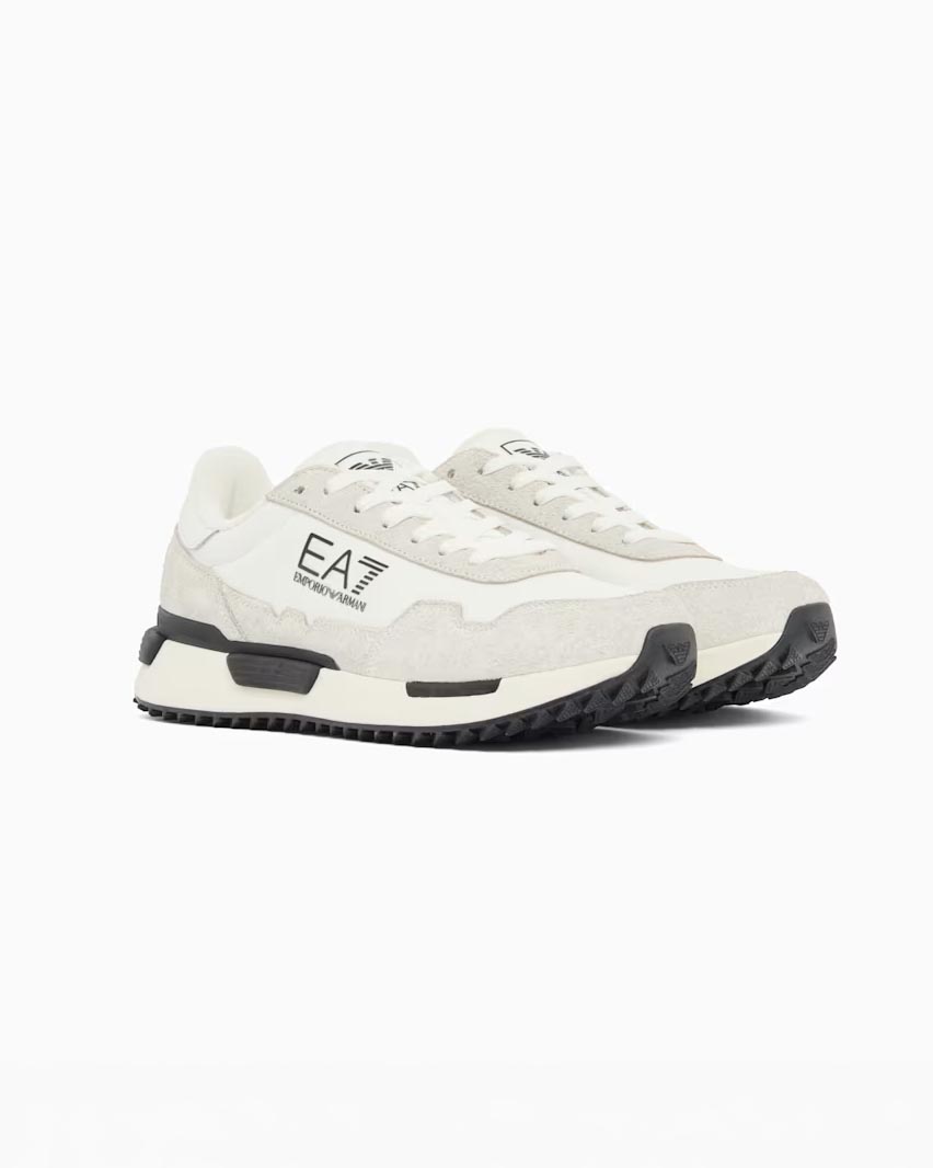 Sneakers bianche EA7 Vintage Running in tessuto e suede image