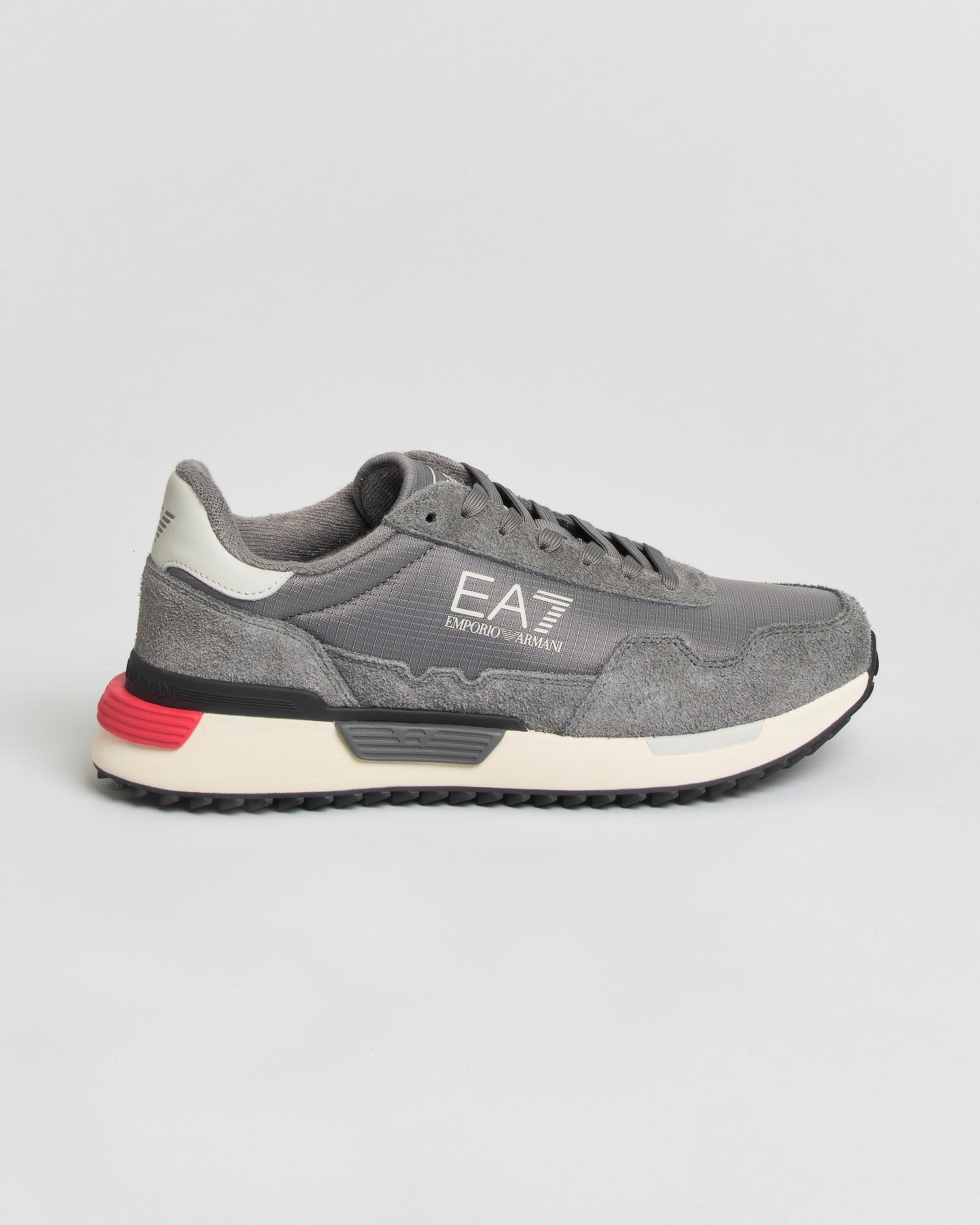 Sneakers grigie EA7 Vintage Running in tessuto e suede
