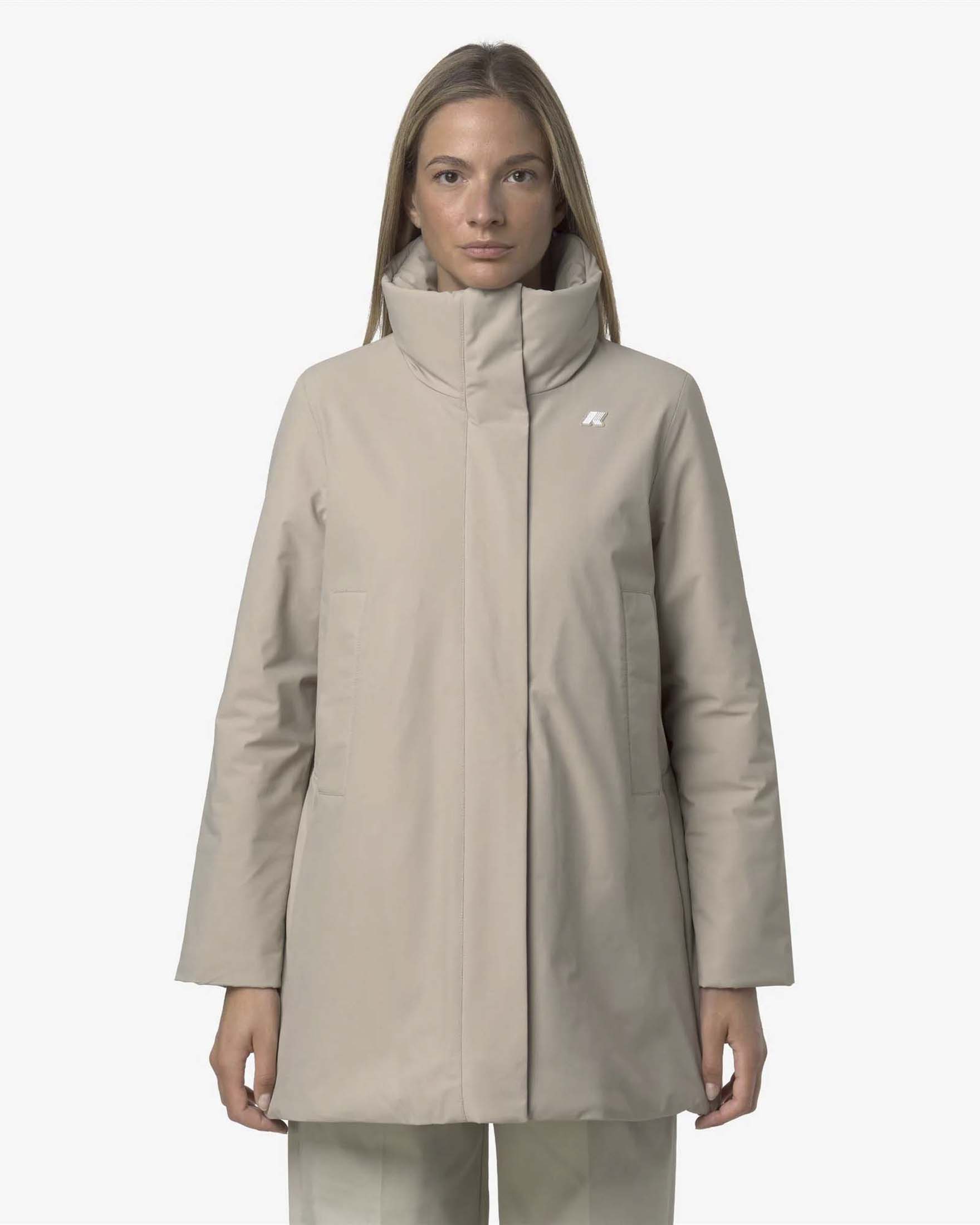Giacca media Marka St Warm beige impermeabile e antivento con cappuccio e aperture laterali