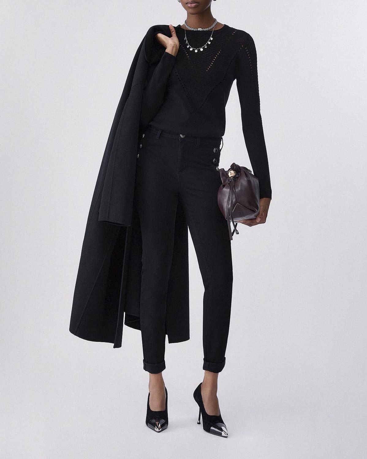Pantaloni skinny Liu Jo bottom up neri con bottoni decorativi laterali
