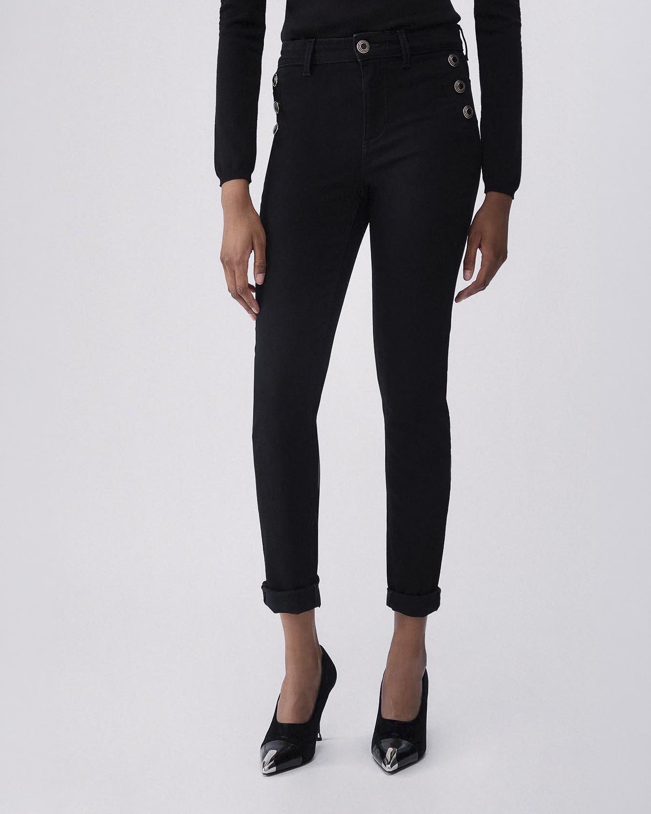 Pantaloni skinny Liu Jo bottom up neri con bottoni decorativi laterali image