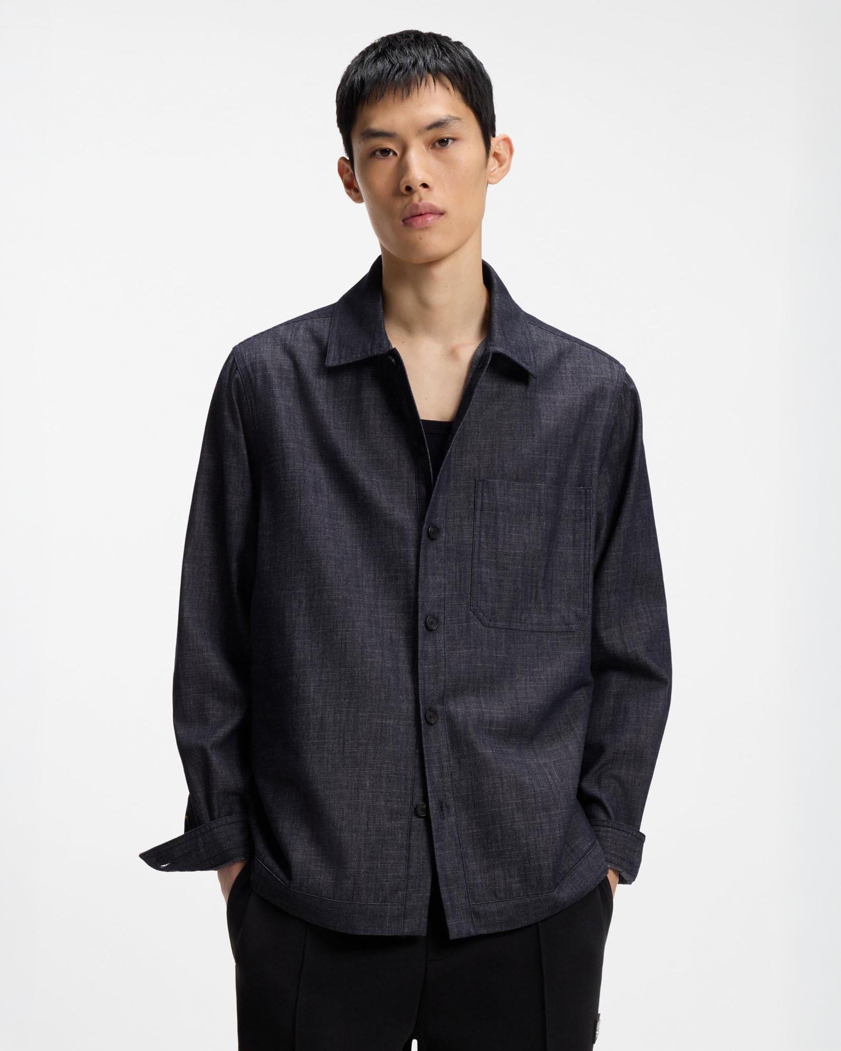 Overshirt Hugo in denim di cotone blu scuro