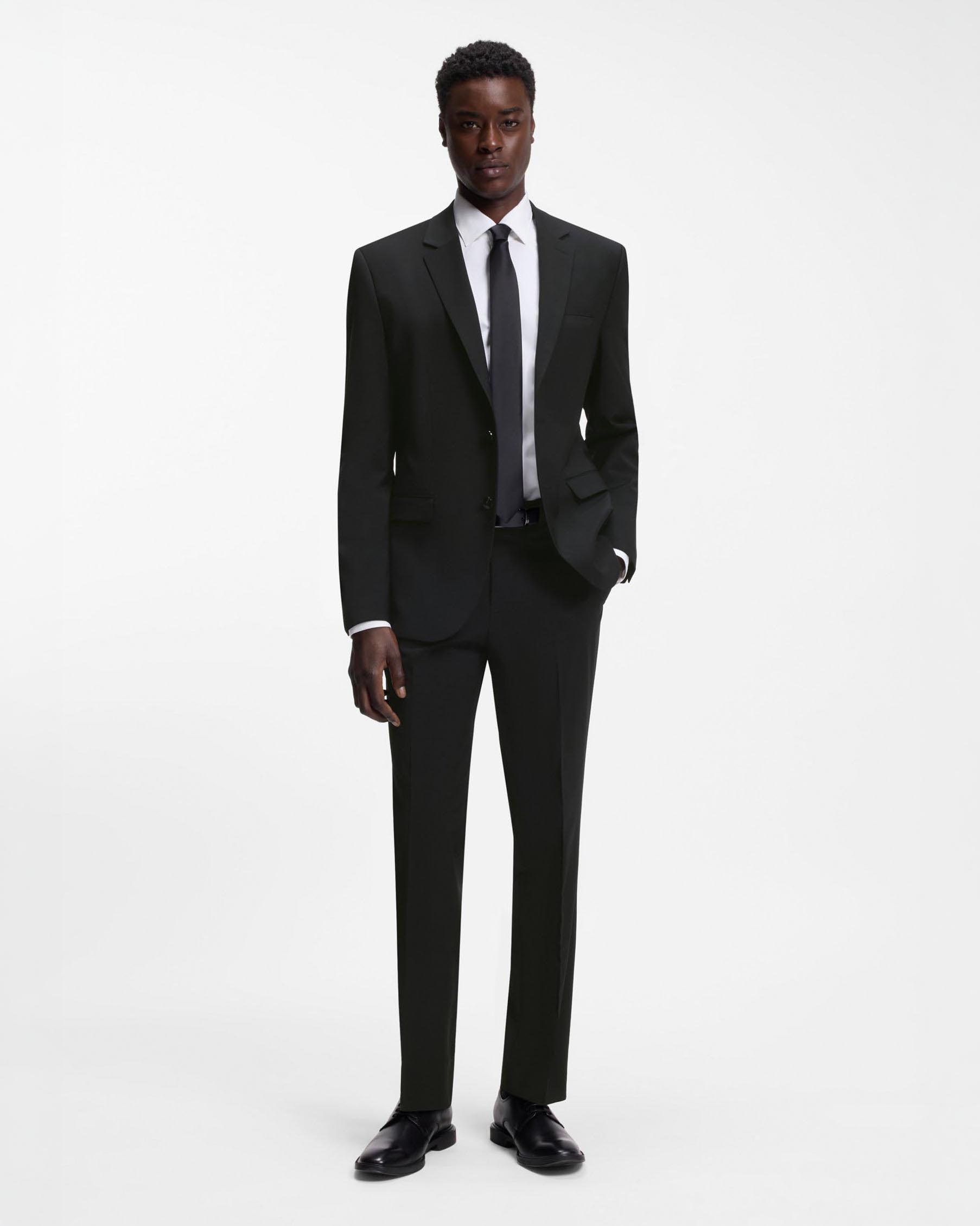 Blazer Hugo nero extra slim fit in tela di lana stretch
