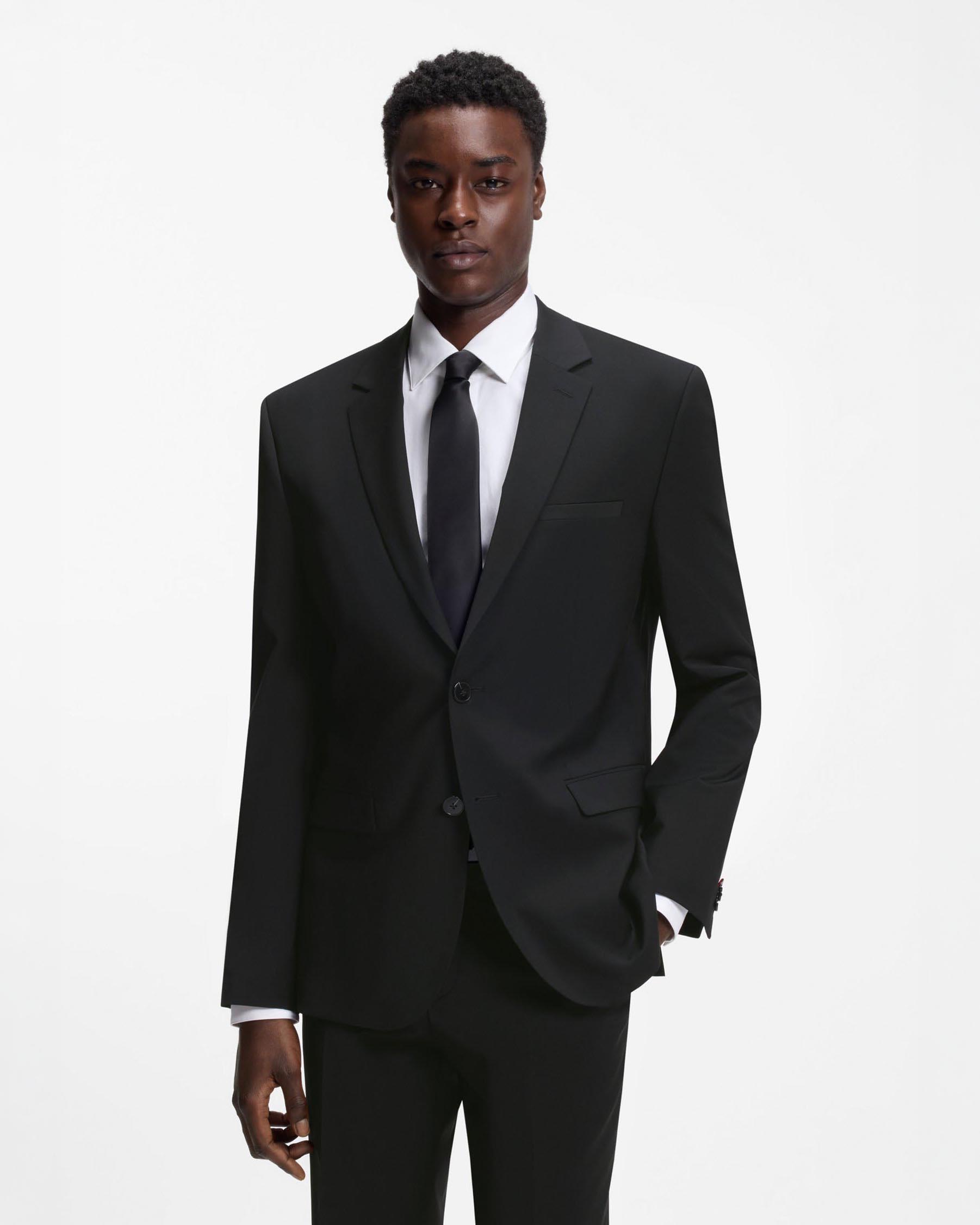 Blazer Hugo nero extra slim fit in tela di lana stretch image