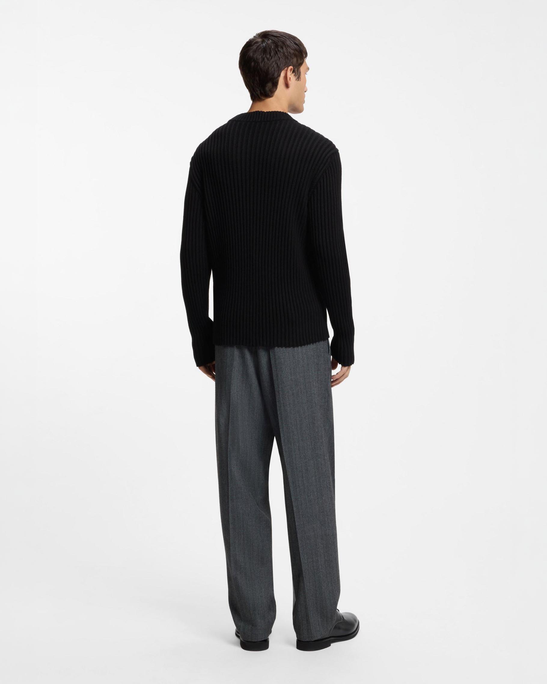 Maglione Hugo nero relaxed fit in cotone a coste image