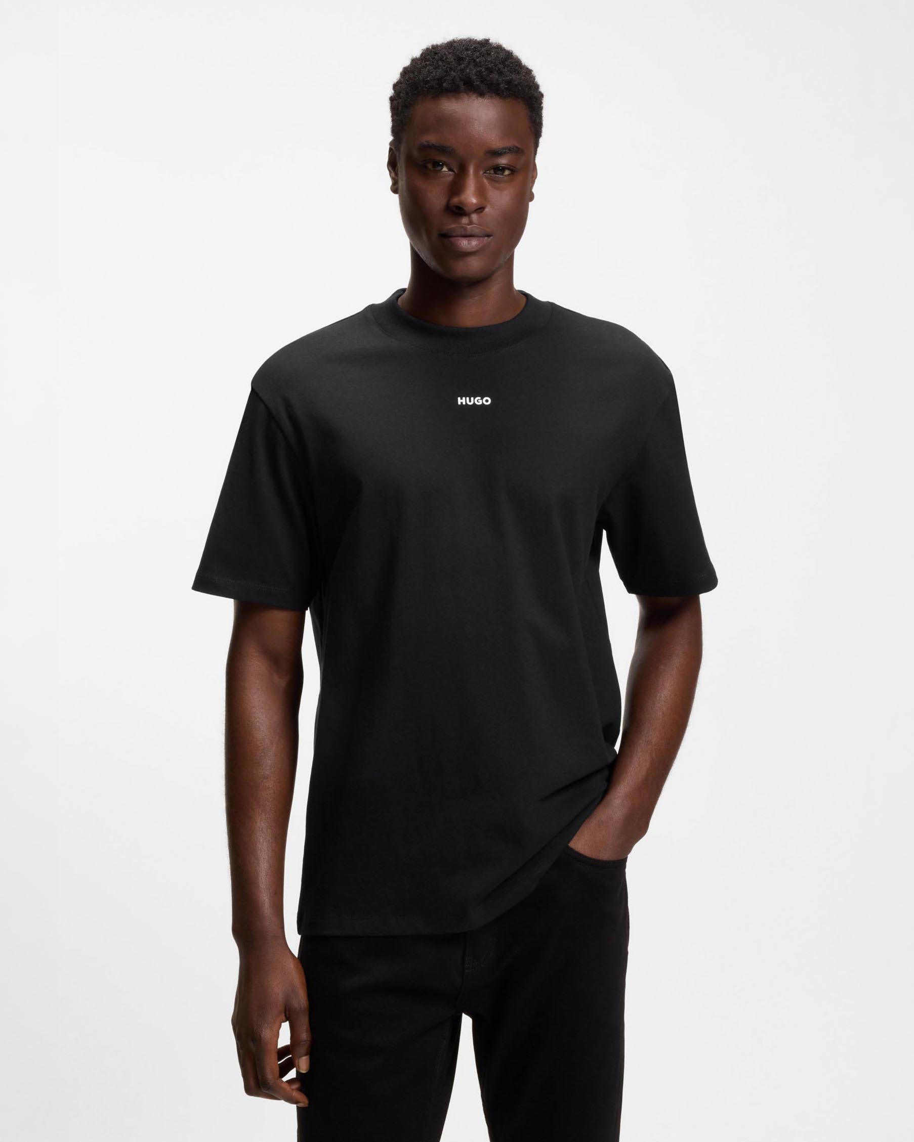 T-shirt Hugo nera relaxed fit in cotone