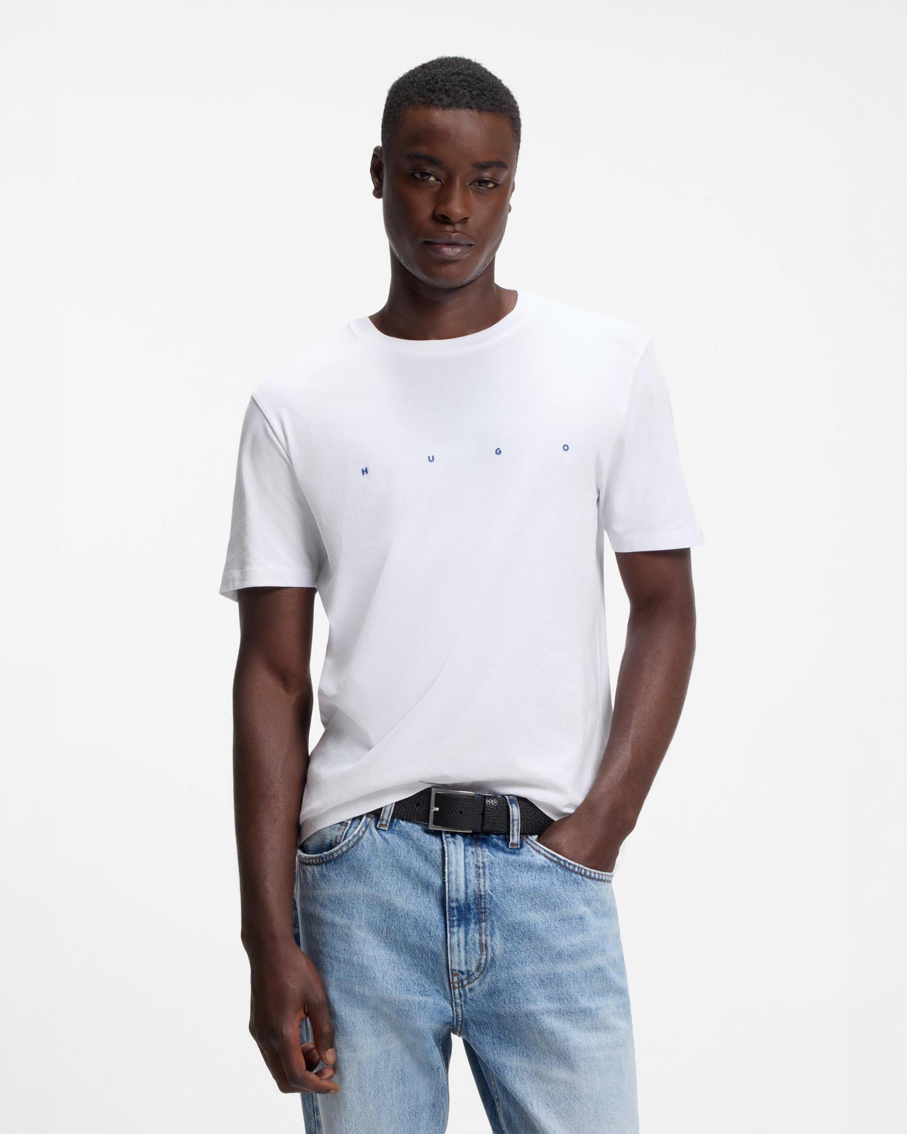 T-shirt Hugo bianca regular fit in cotone con logo