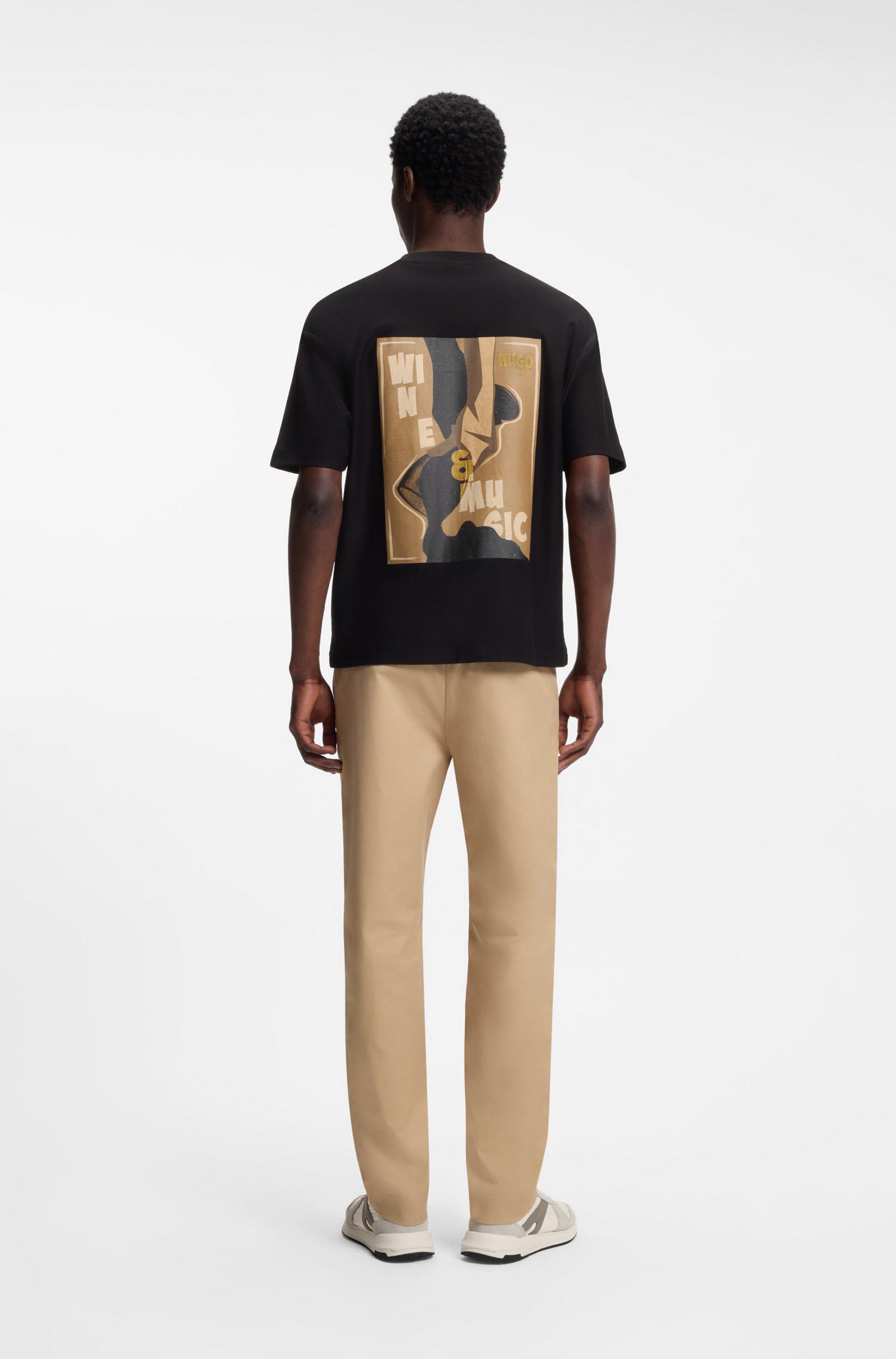 T-shirt Hugo nera relaxed fit in cotone con stampa fronte e retro image