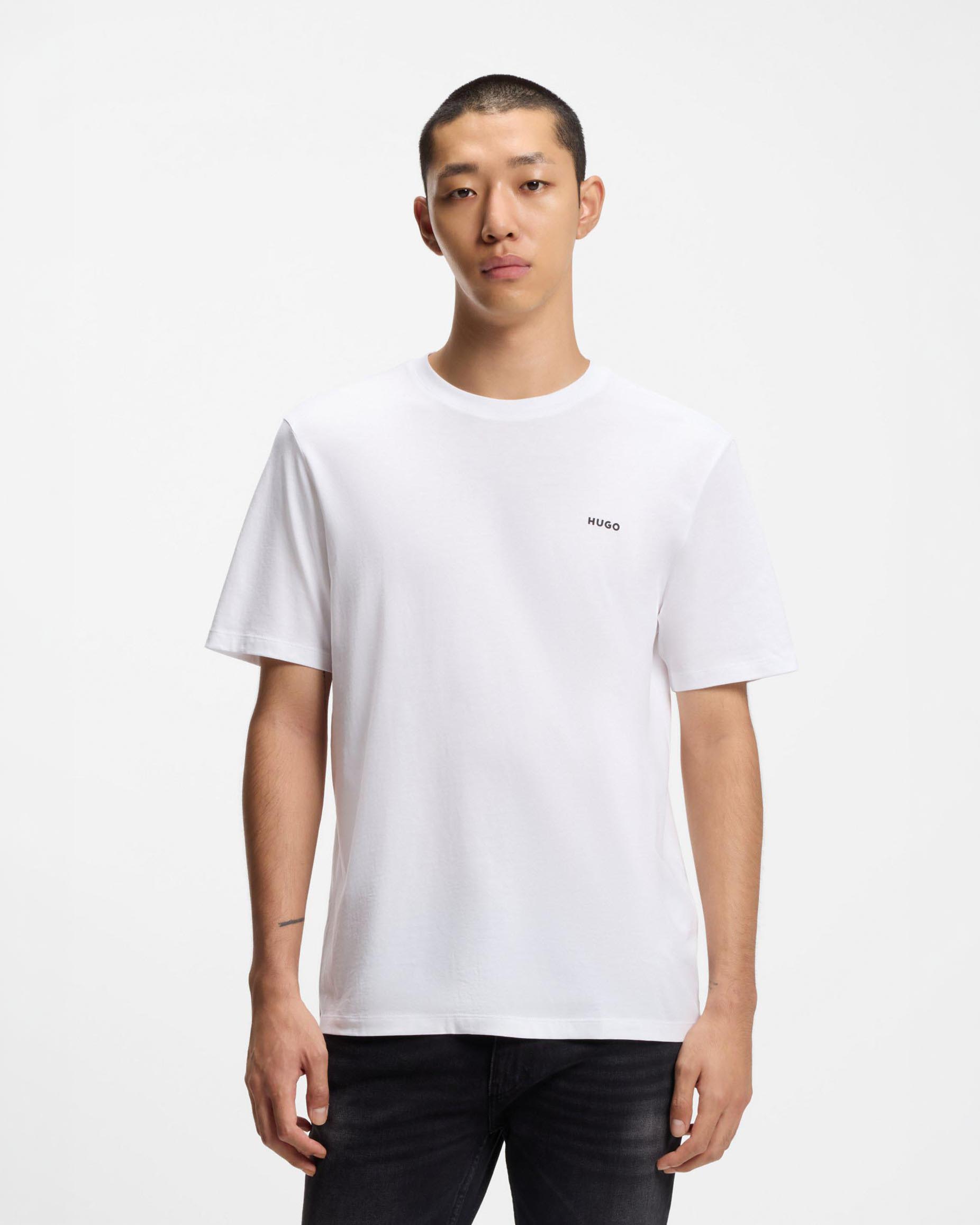 T-shirt Hugo bianca regular fit in cotone con logo piccolo
