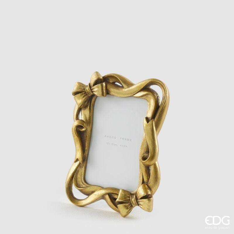 Portafoto Rettangolare con Fiocco Oro 10x15 (20,5x15,5) Edg