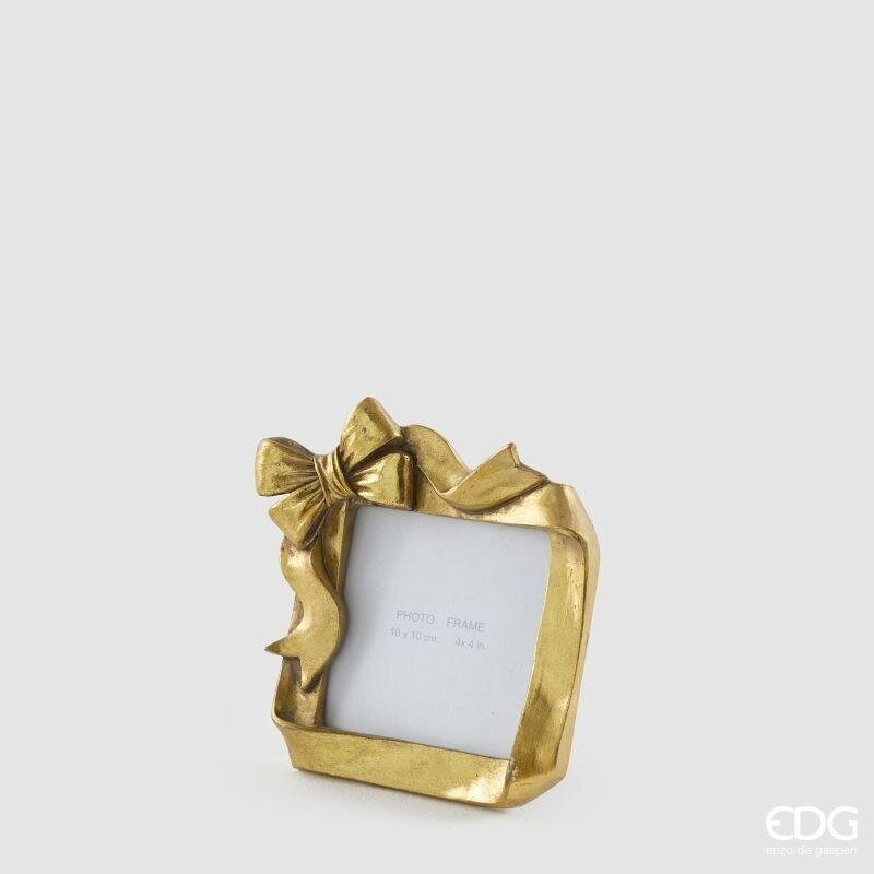 Portafoto Quadrata con Fiocco Oro 10x10 (15,5x15) Edg