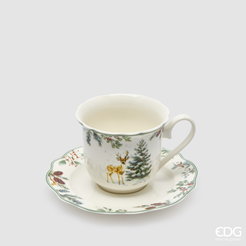 Tazza da Tè Pino Innevato in Porcellana 220 ml. d.9 h.7  Edg